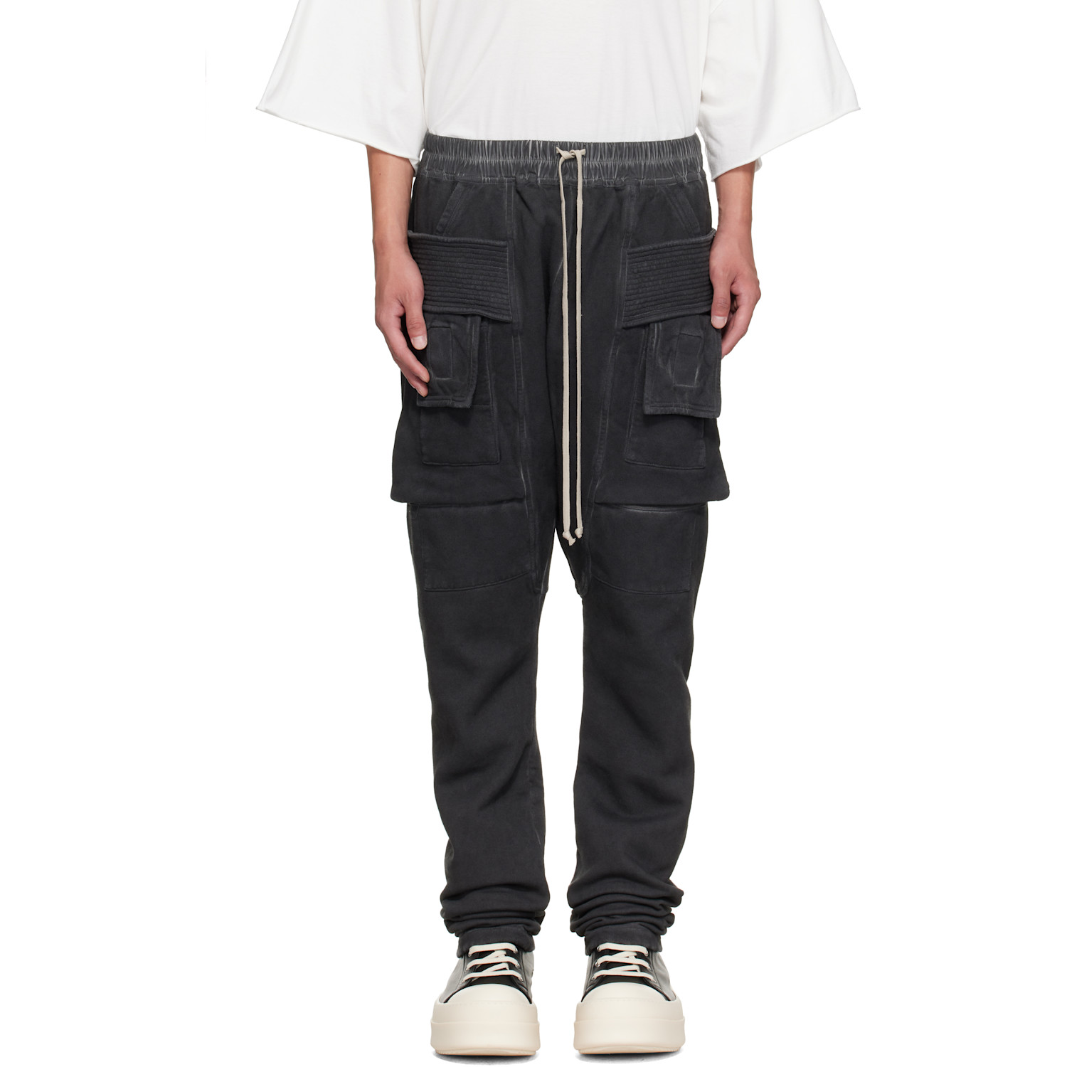 Rick Owens DRKSHDW Gray Tower Creatch Drawstring Cargo Pants