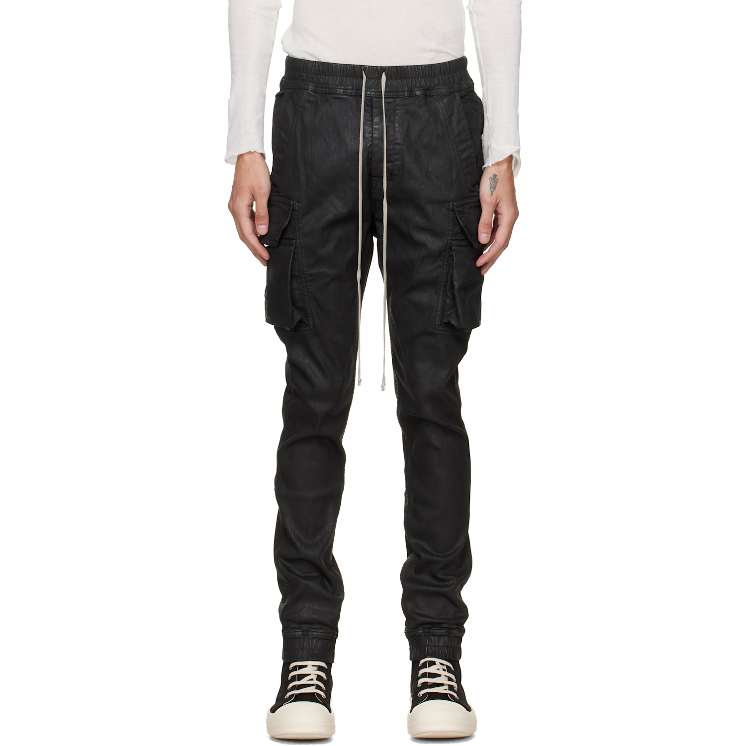 Rick Owens DRKSHDW Black Tower Mastodon Cut Denim Cargo Pants