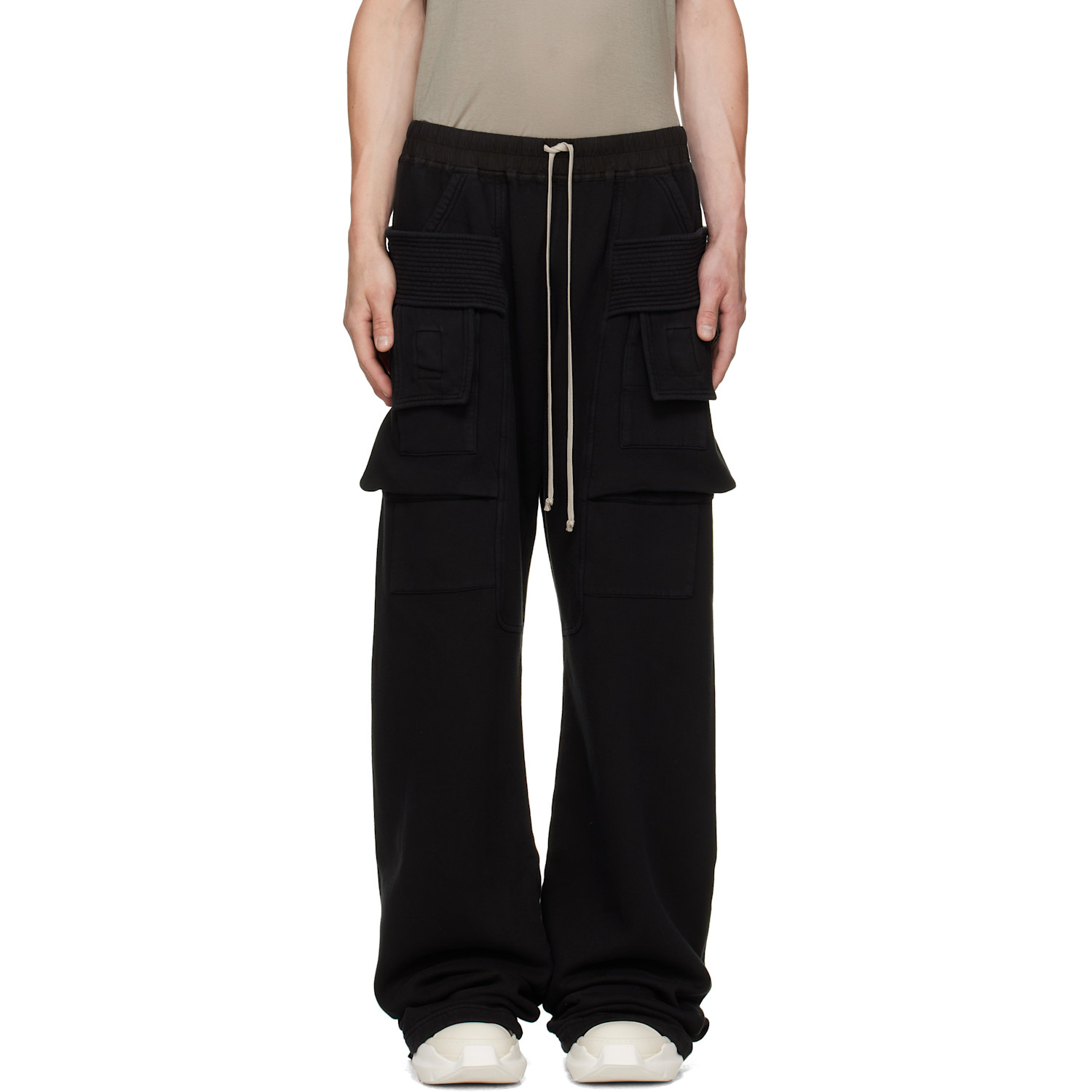 Rick Owens DRKSHDW Black Tower Creatch Wide Cargo Lounge Pants
