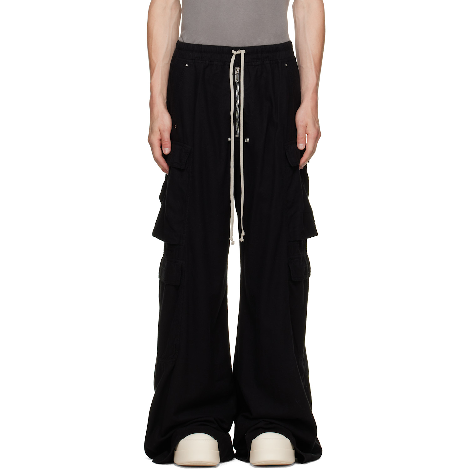 Rick Owens DRKSHDW Black Tower Double Cargo Jumbo Bela Pants