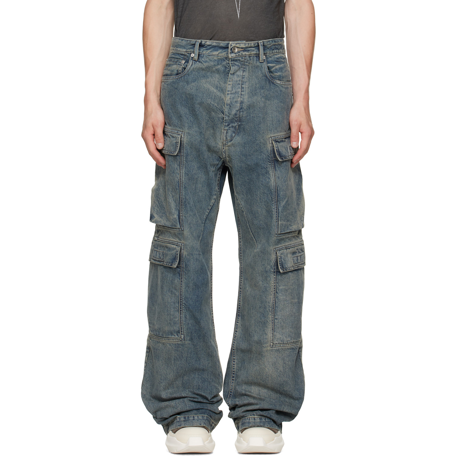 Rick Owens DRKSHDW Blue Tower Double Cargo Jeans