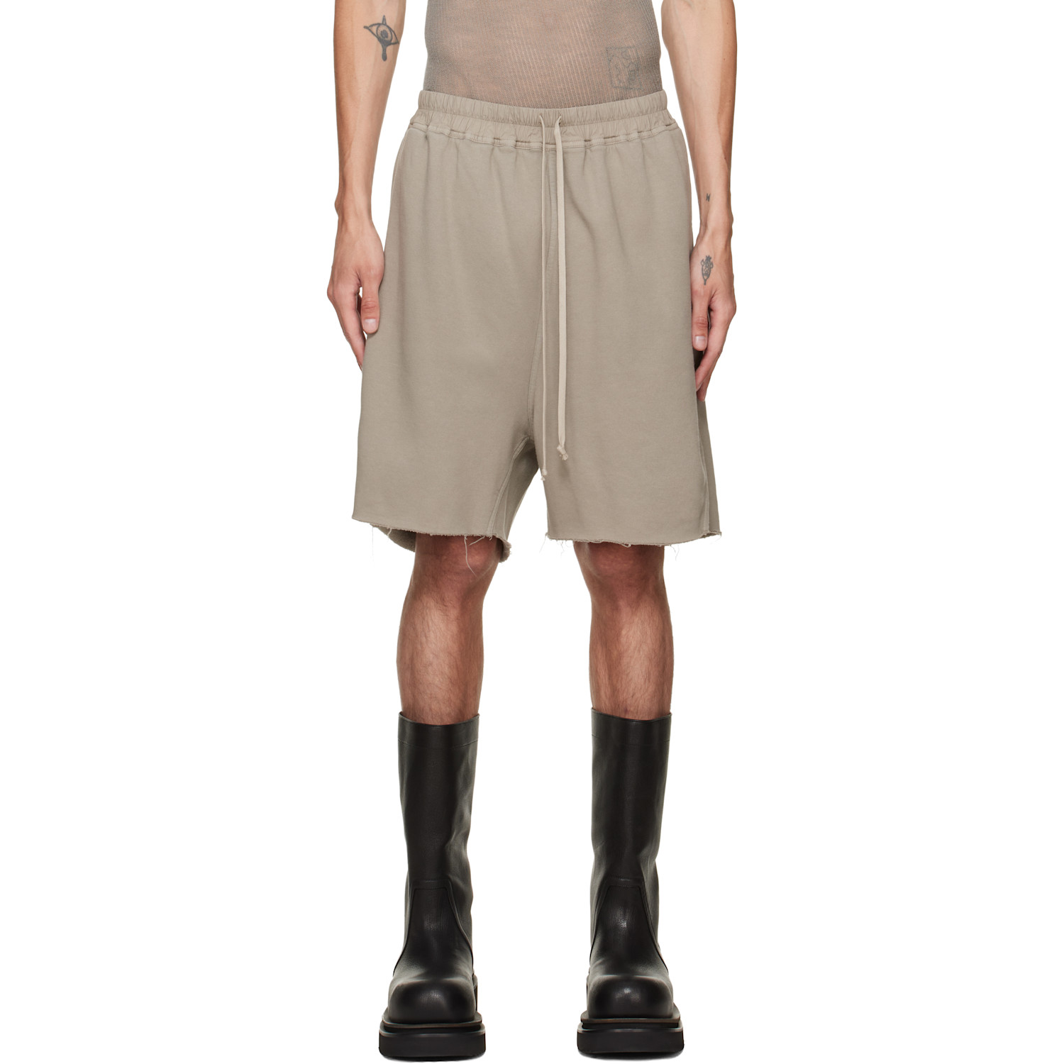 Rick Owens DRKSHDW Gray Tower Long Boxers Butt Zip Shorts