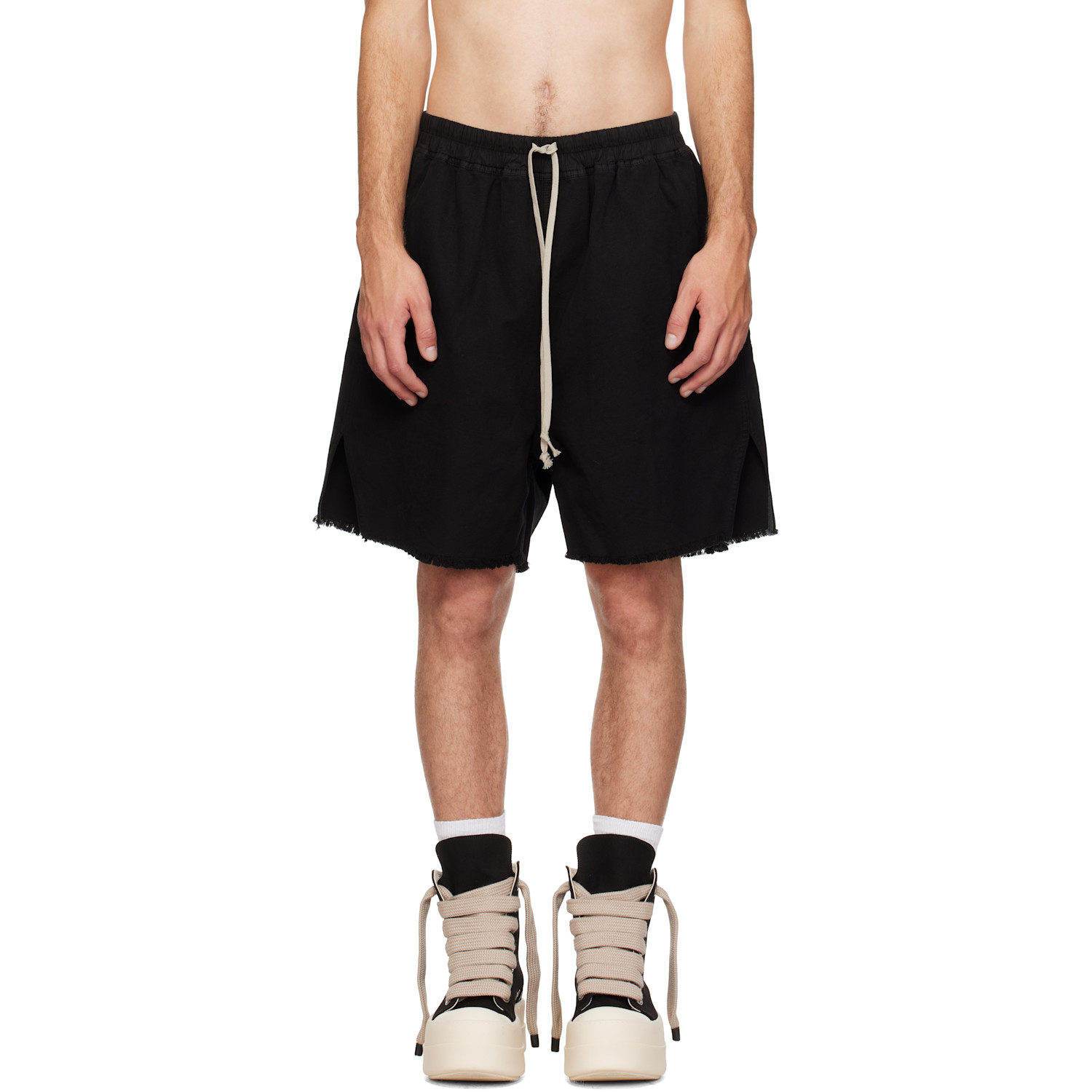 Rick Owens DRKSHDW Black Tower Long Boxers Butt Zip Shorts