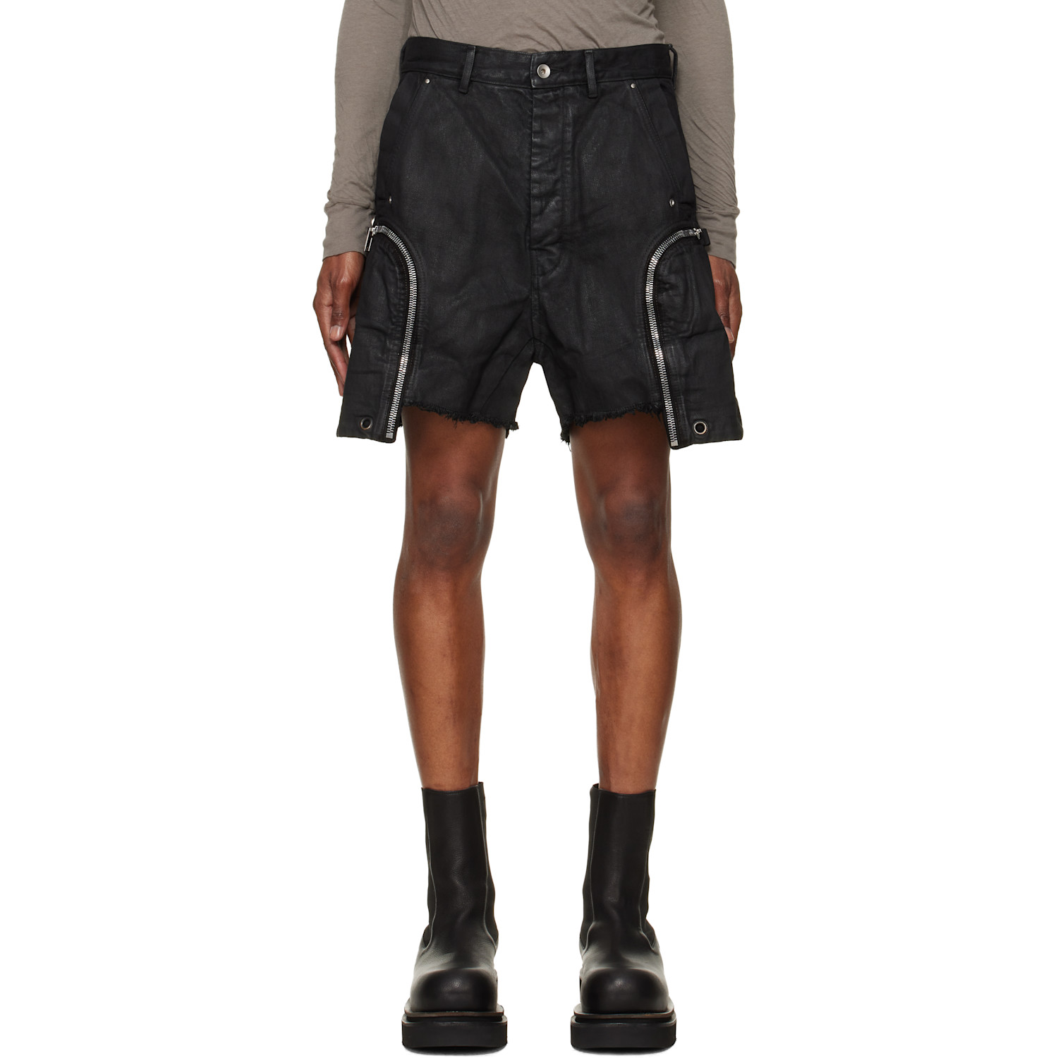 Rick Owens DRKSHDW Black Tower Bauhaus Denim Shorts