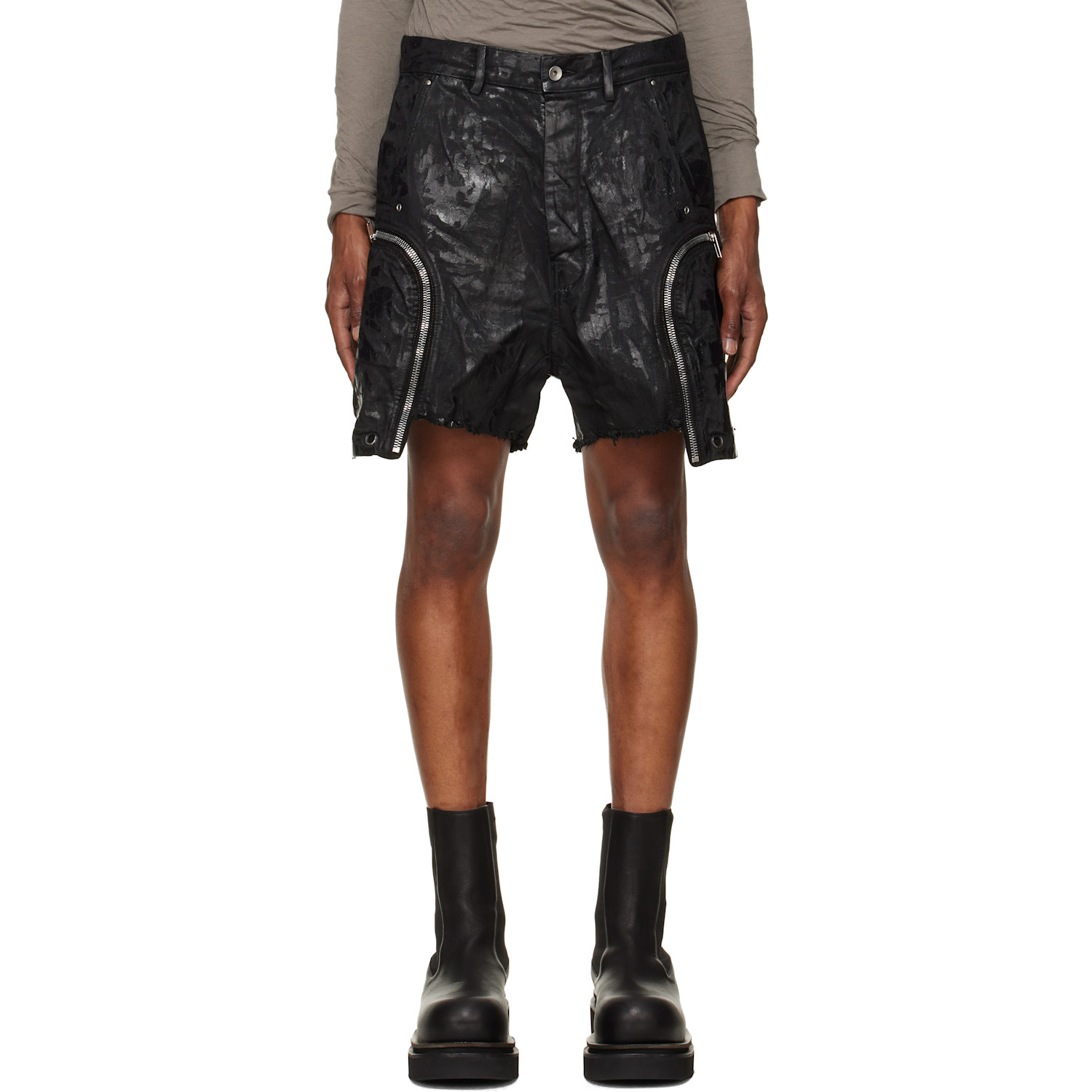 Rick Owens DRKSHDW Black Tower Bauhaus Denim Shorts