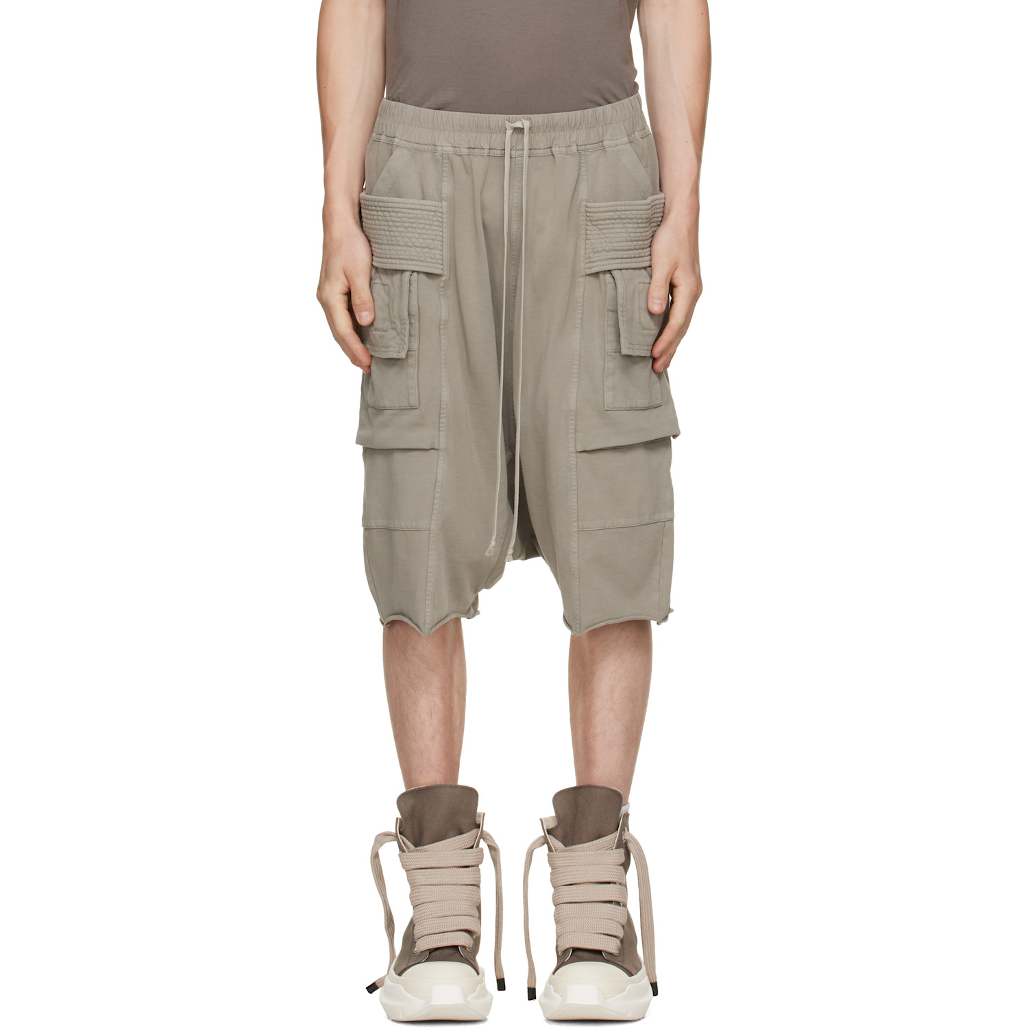 Rick Owens DRKSHDW Taupe Tower Creatch Cargo Pods Shorts