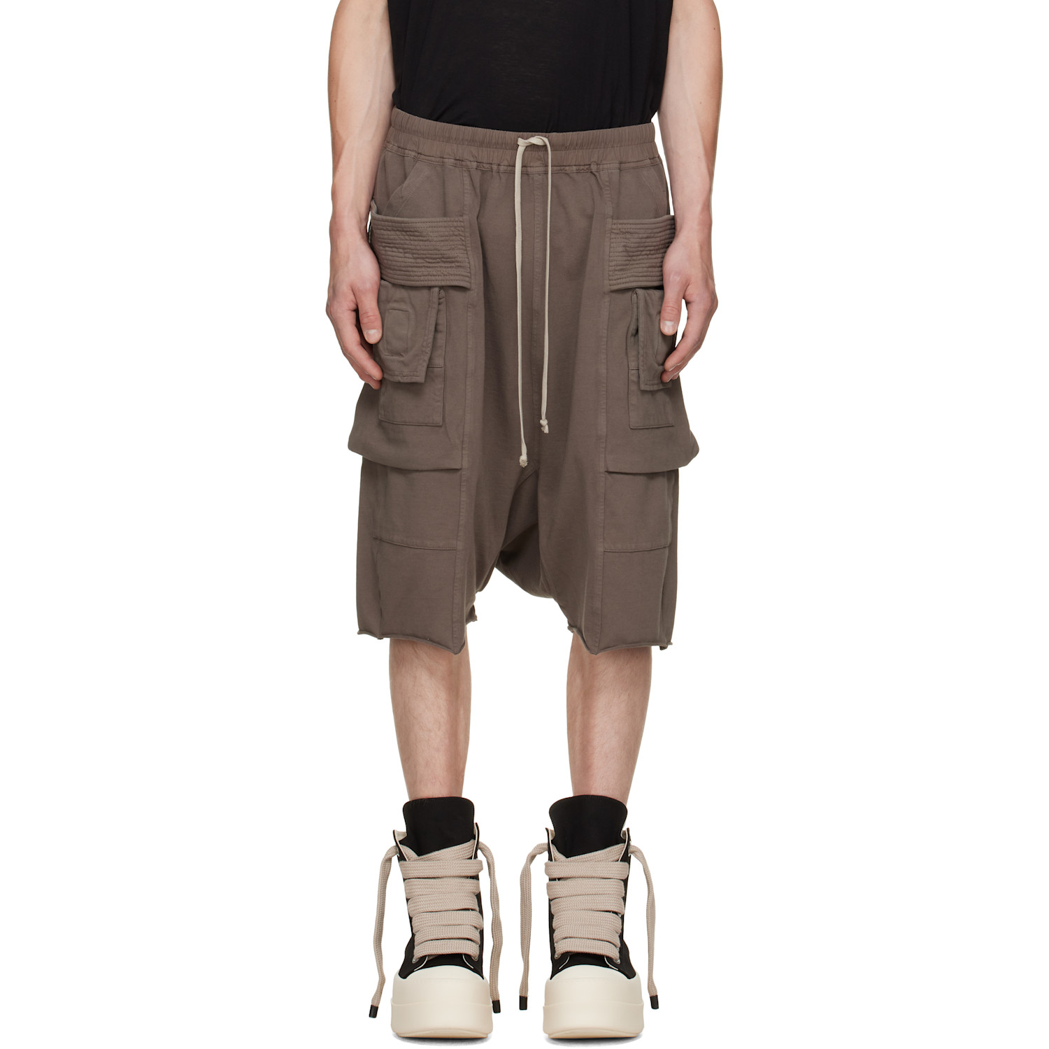Rick Owens DRKSHDW Taupe Tower Creatch Cargo Pods Shorts