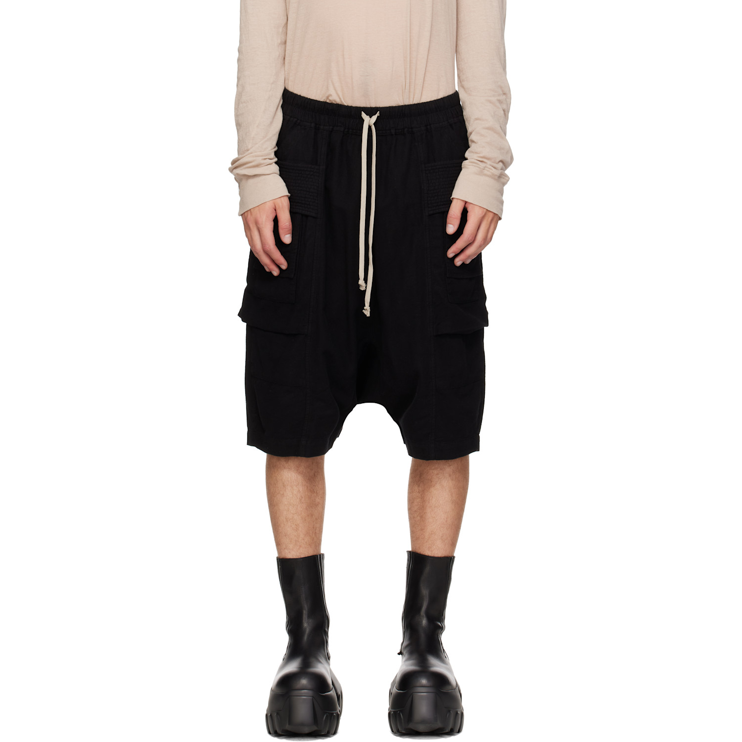 Rick Owens DRKSHDW Black Tower Creatch Cargo Pods Shorts