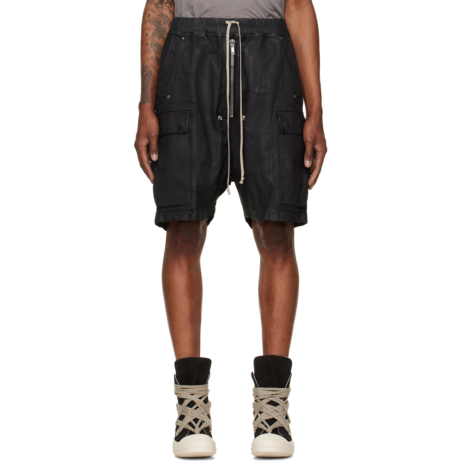 Rick Owens DRKSHDW Black Tower Cargobela Denim Shorts