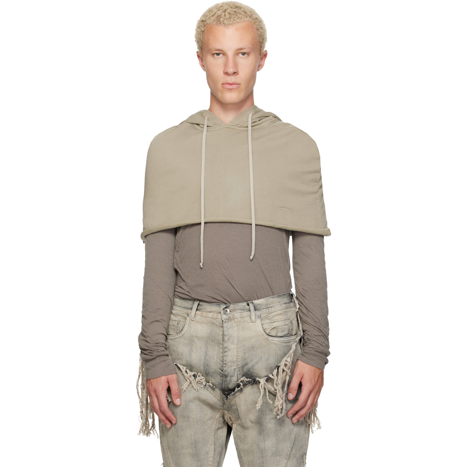 Rick Owens DRKSHDW Taupe Tower Hooded Shrug