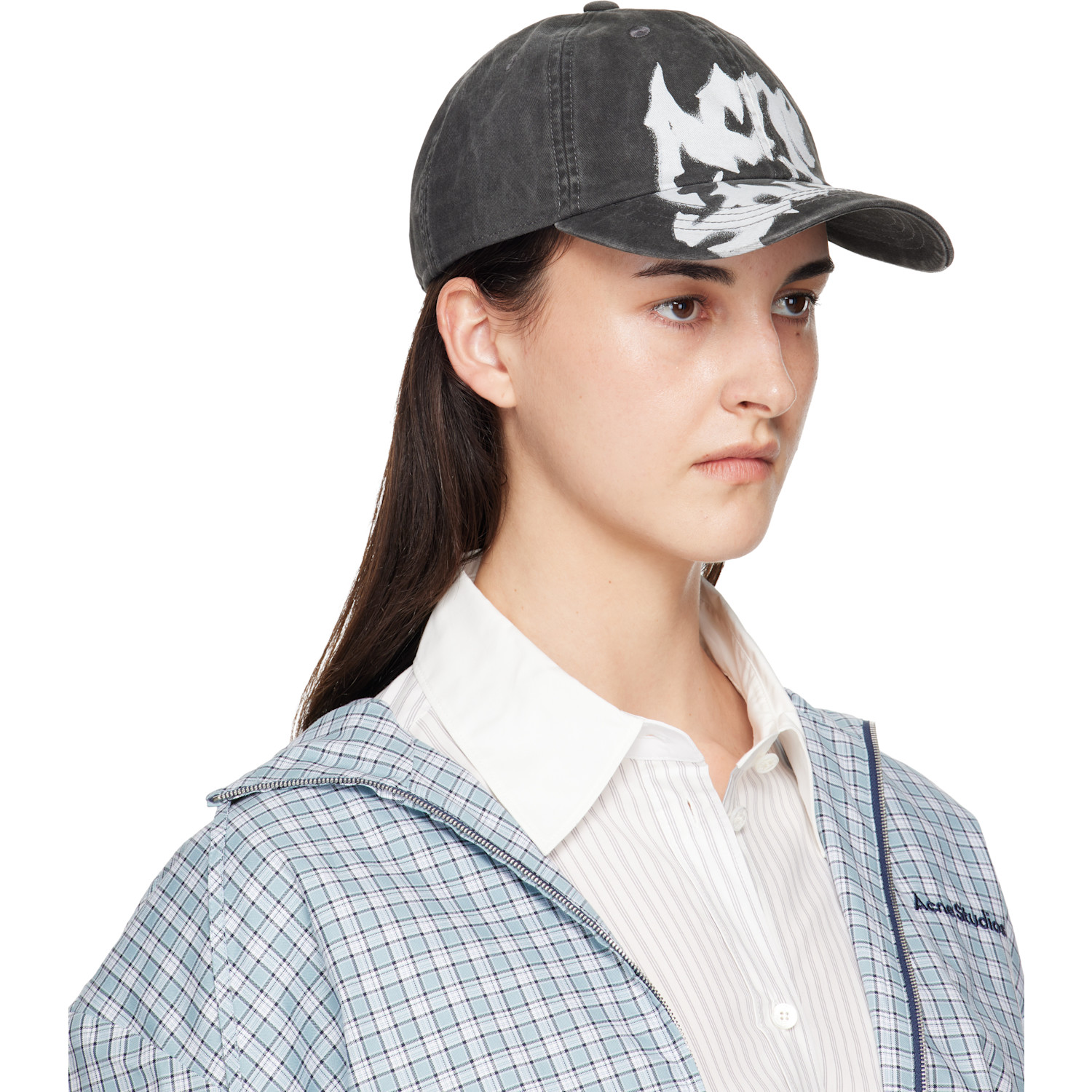  Acne Studios Gray Gothic Logo Cap 