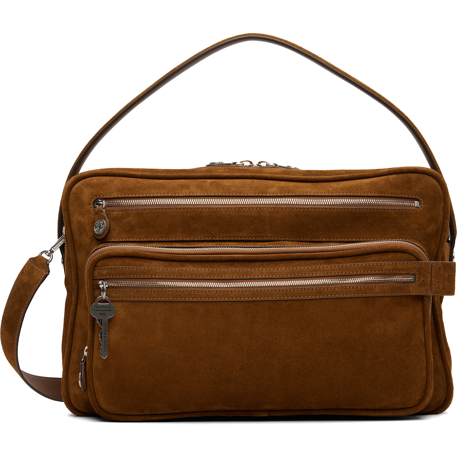 Acne Studios Brown Camero Camera Suede Shoulder Bag In 295 Cognac Brown