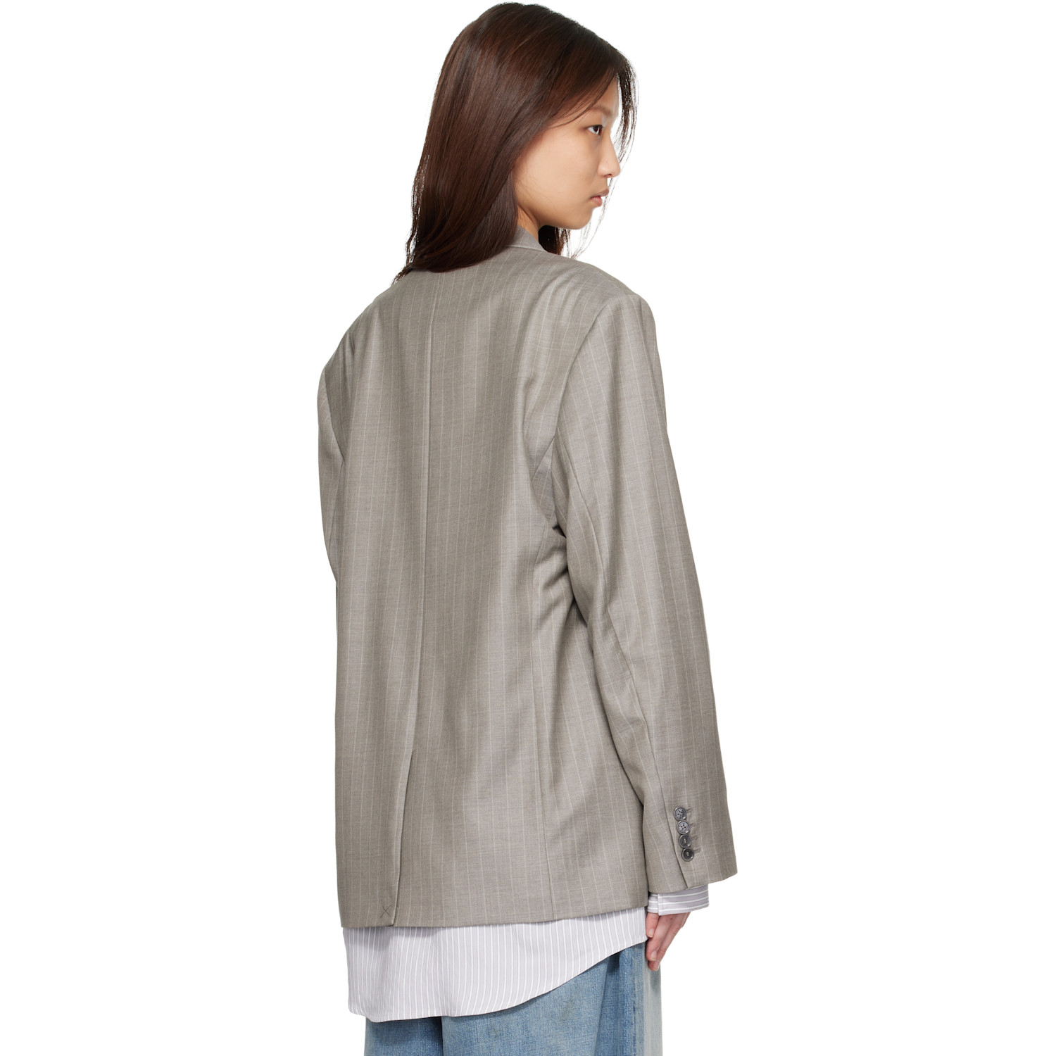  Acne Studios Gray Layered Suit Blazer 