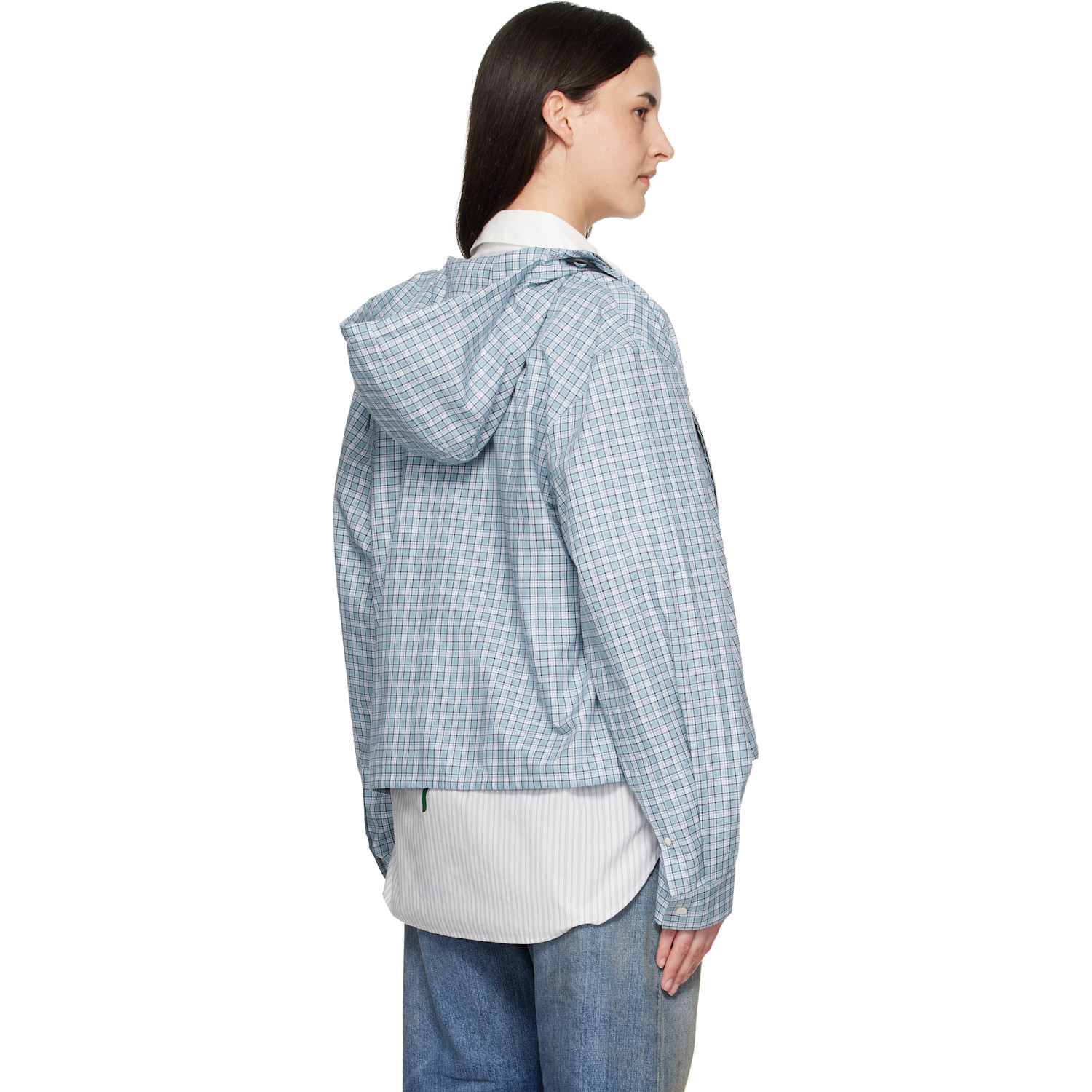  Acne Studios Blue Hooded Check Jacket 