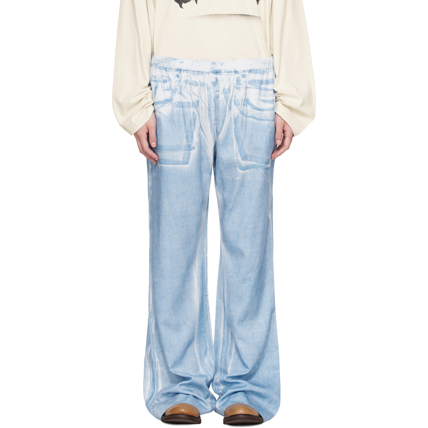 Acne Studios Blue Casual Printed Trousers