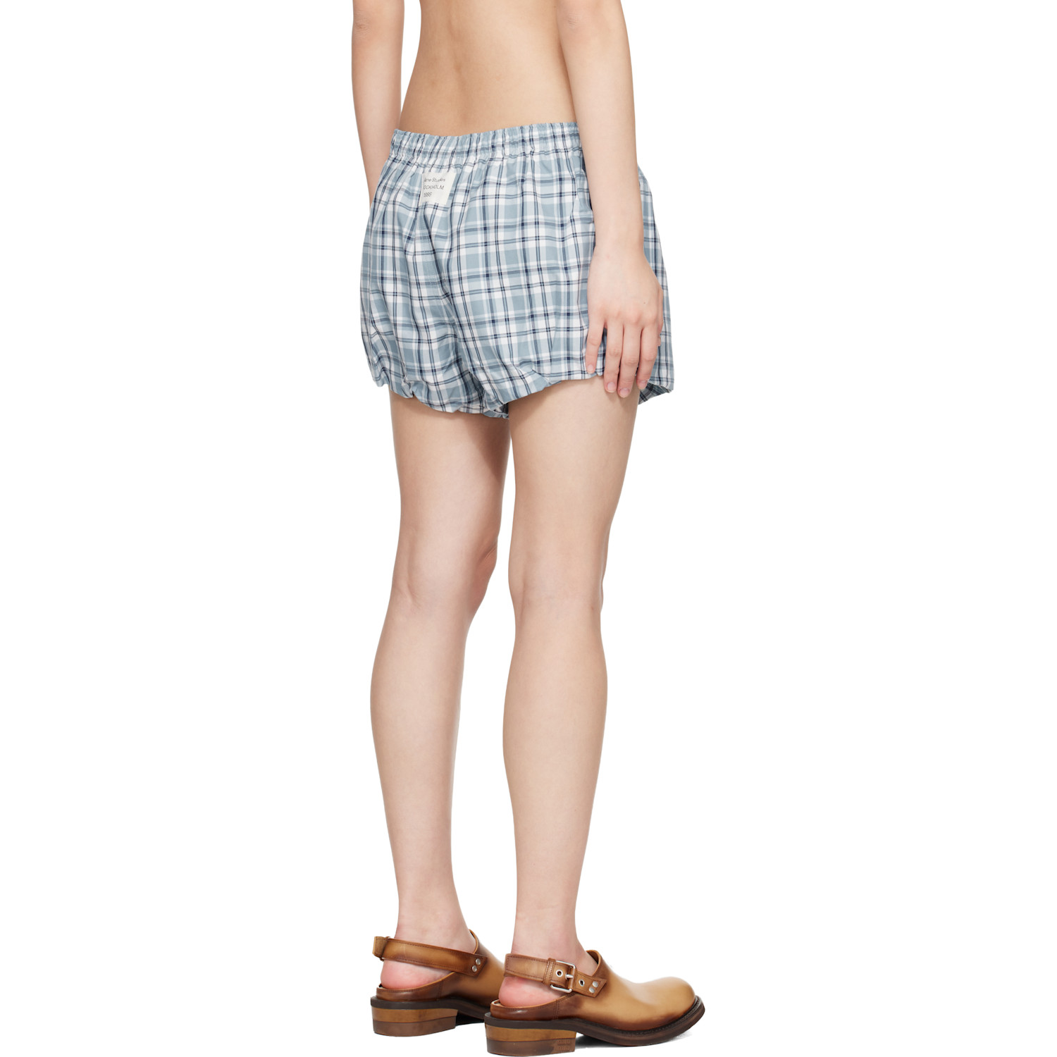  Acne Studios Blue Gathered Check Shorts 
