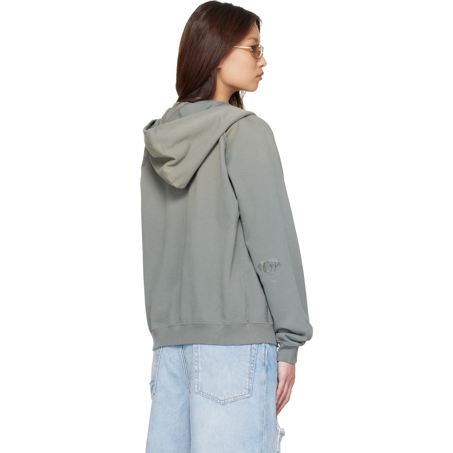  Acne Studios Khaki Mended Fleece Hoodie 