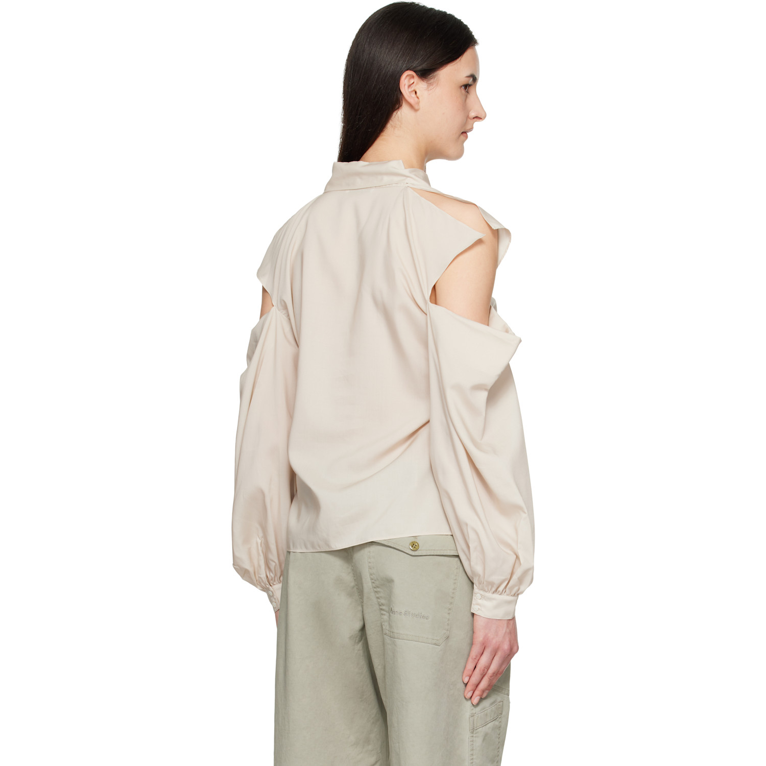  Acne Studios Beige Cut-out Bow Blouse 