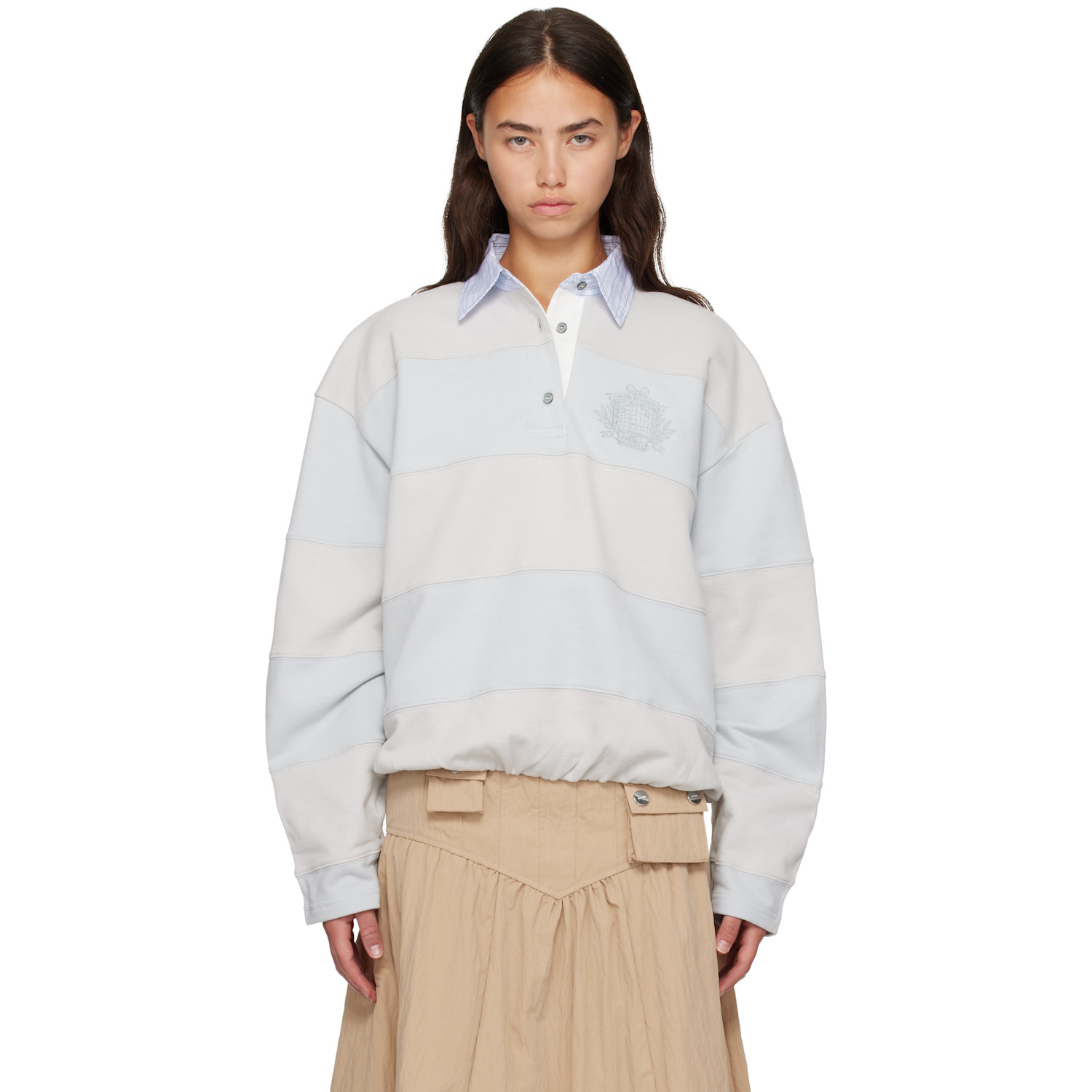 Acne Studios Blue & Gray Striped Polo