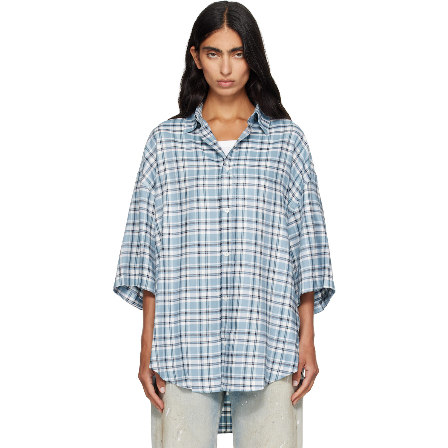 Acne Studios Blue Checked Flannel Shirt