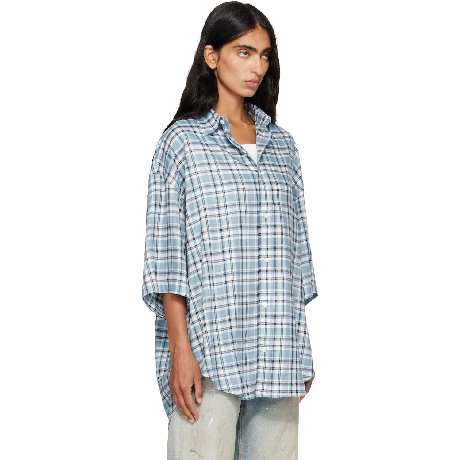  Acne Studios Blue Checked Flannel Shirt 