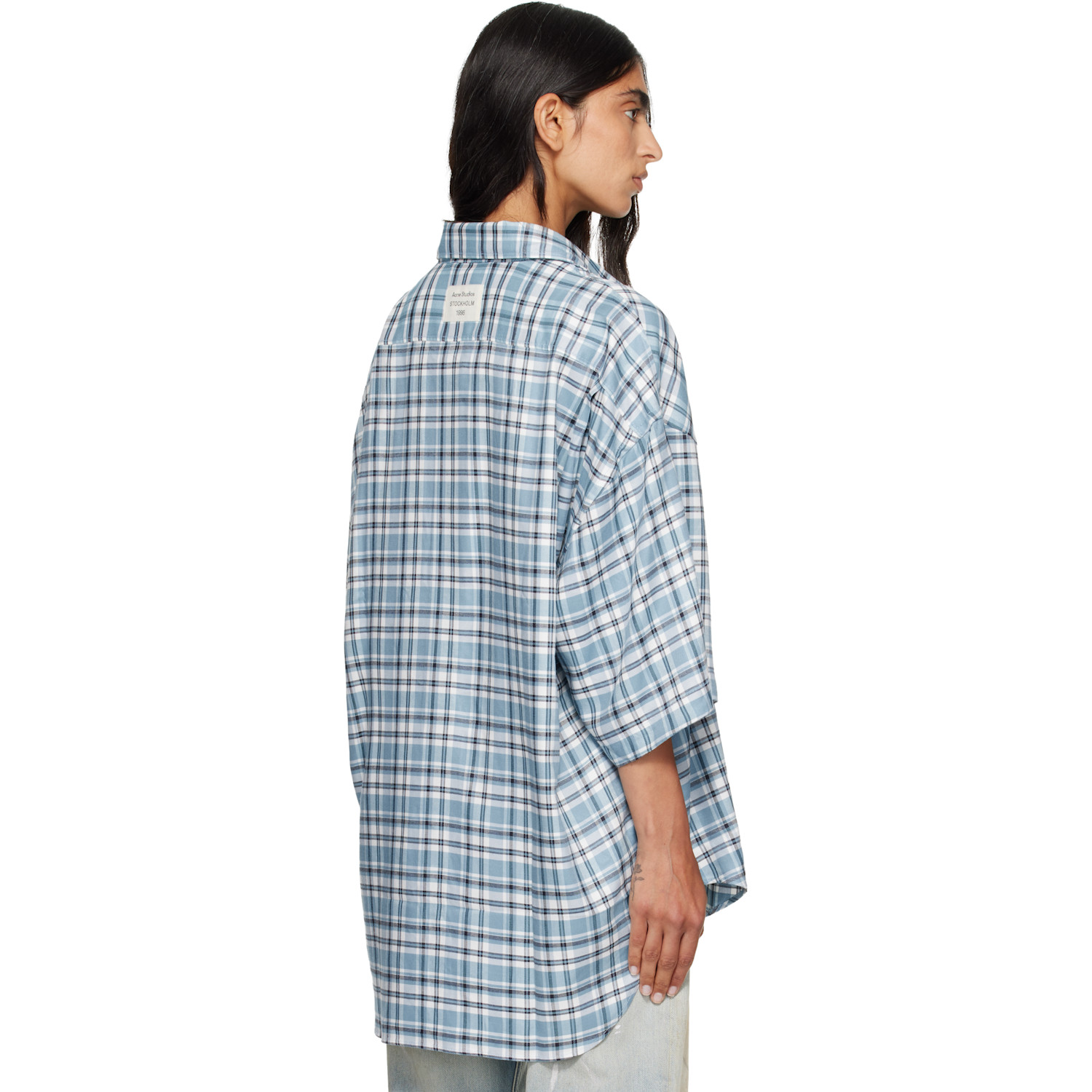  Acne Studios Blue Checked Flannel Shirt 