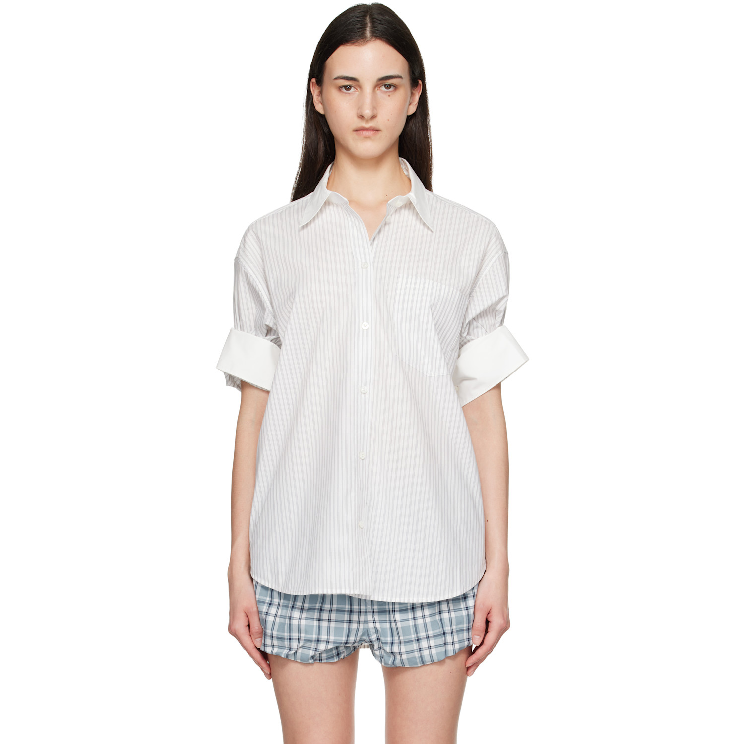 Acne Studios White & Gray Supra Stripe Midsummer Shirt