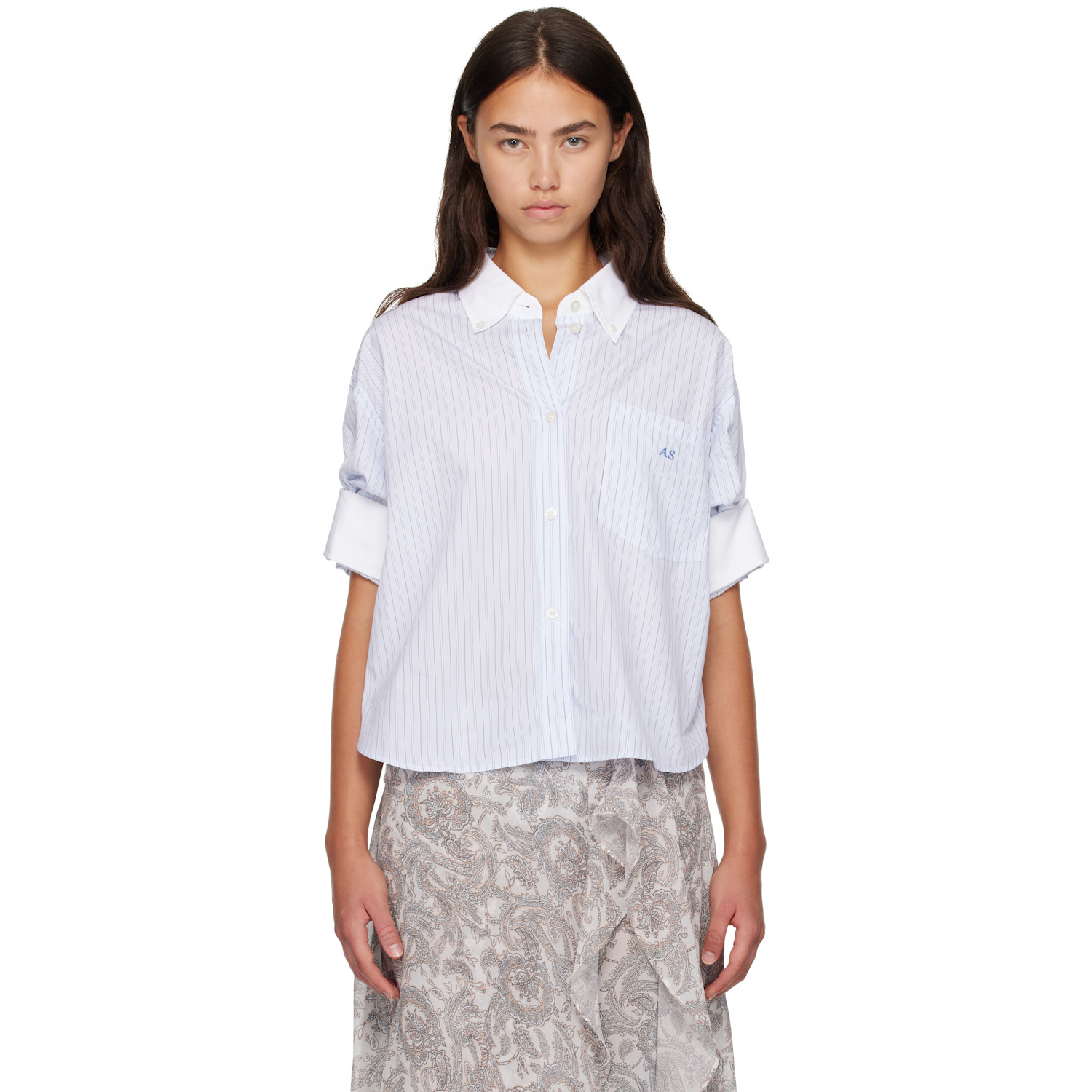 Acne Studios Blue Pinstripe Button-up Shirt In Amc White/blue