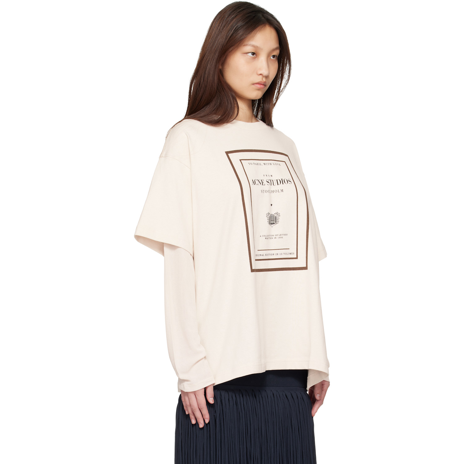  Acne Studios Beige Layered Graphic T-shirt 