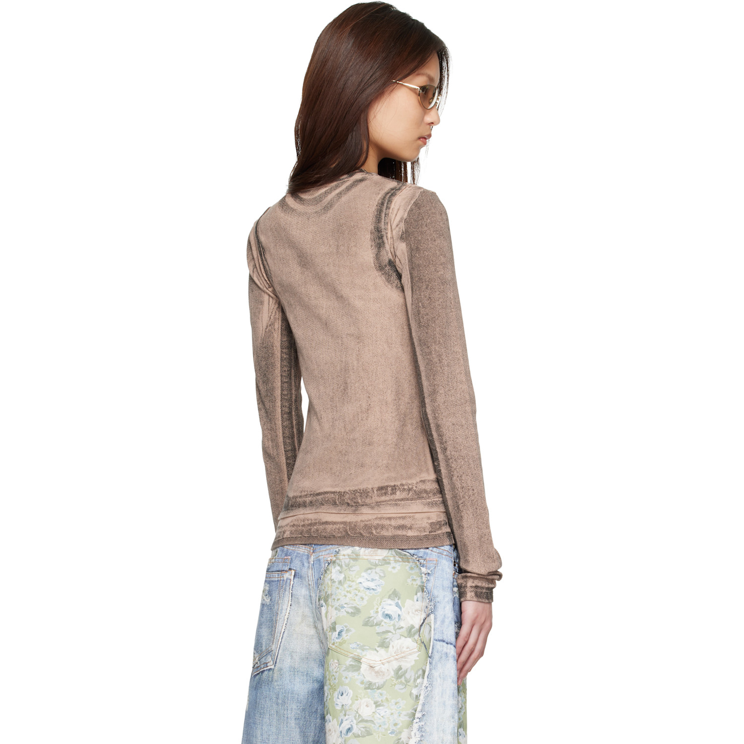  Acne Studios Beige Layered Printed T-shirt 