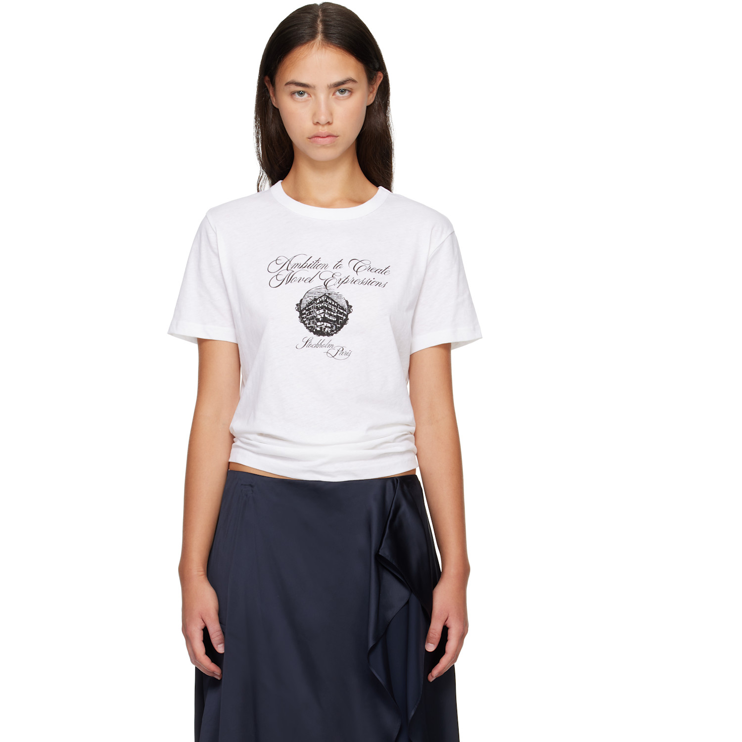 Acne Studios White Graphic Jersey T-shirt In 183 Optic White