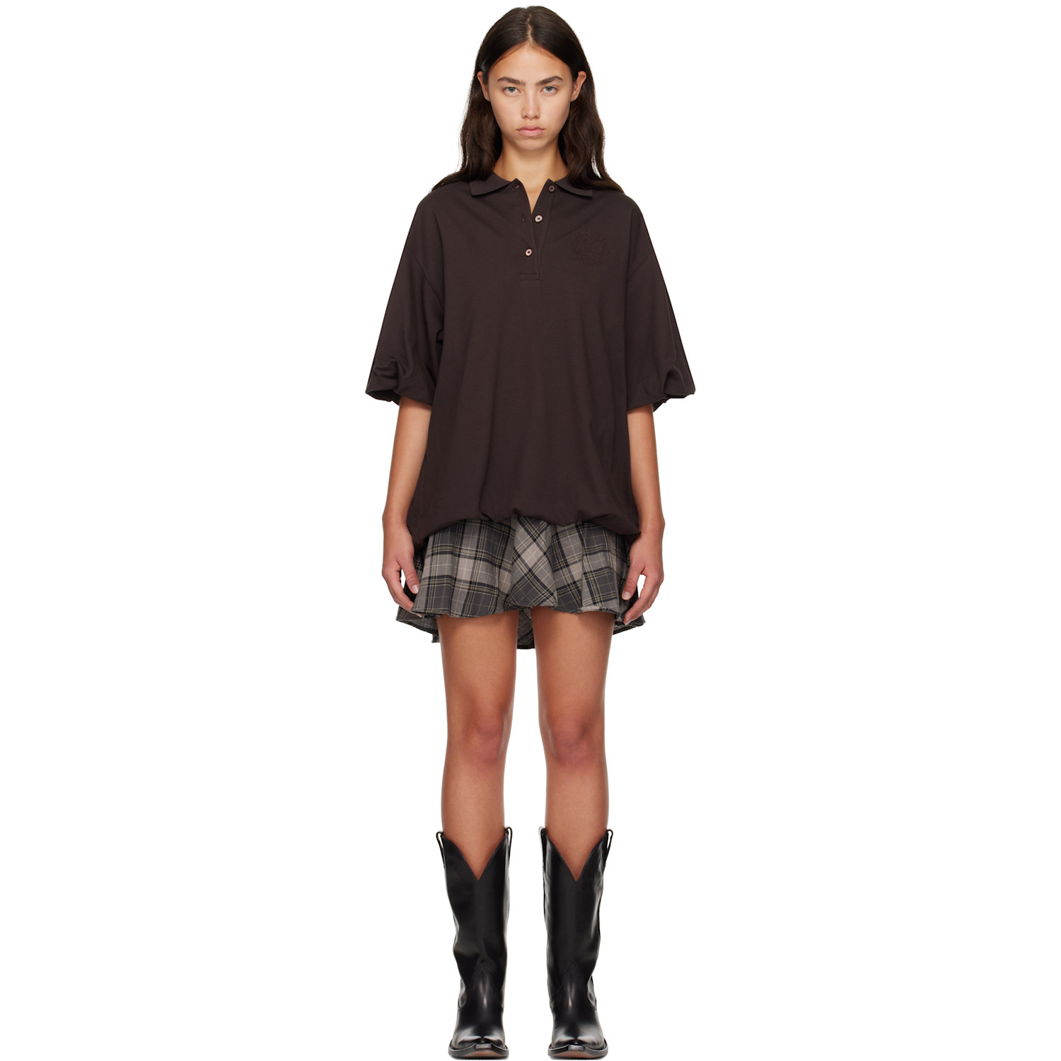 Acne Studios Brown & Green Layered T-shirt Minidress