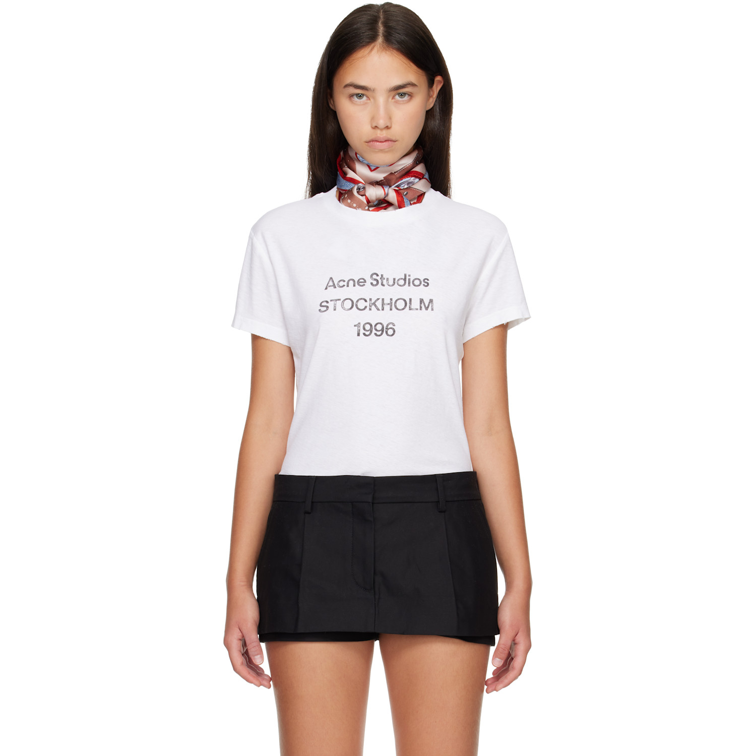 Acne Studios White Logo T-shirt In Aeg Off White