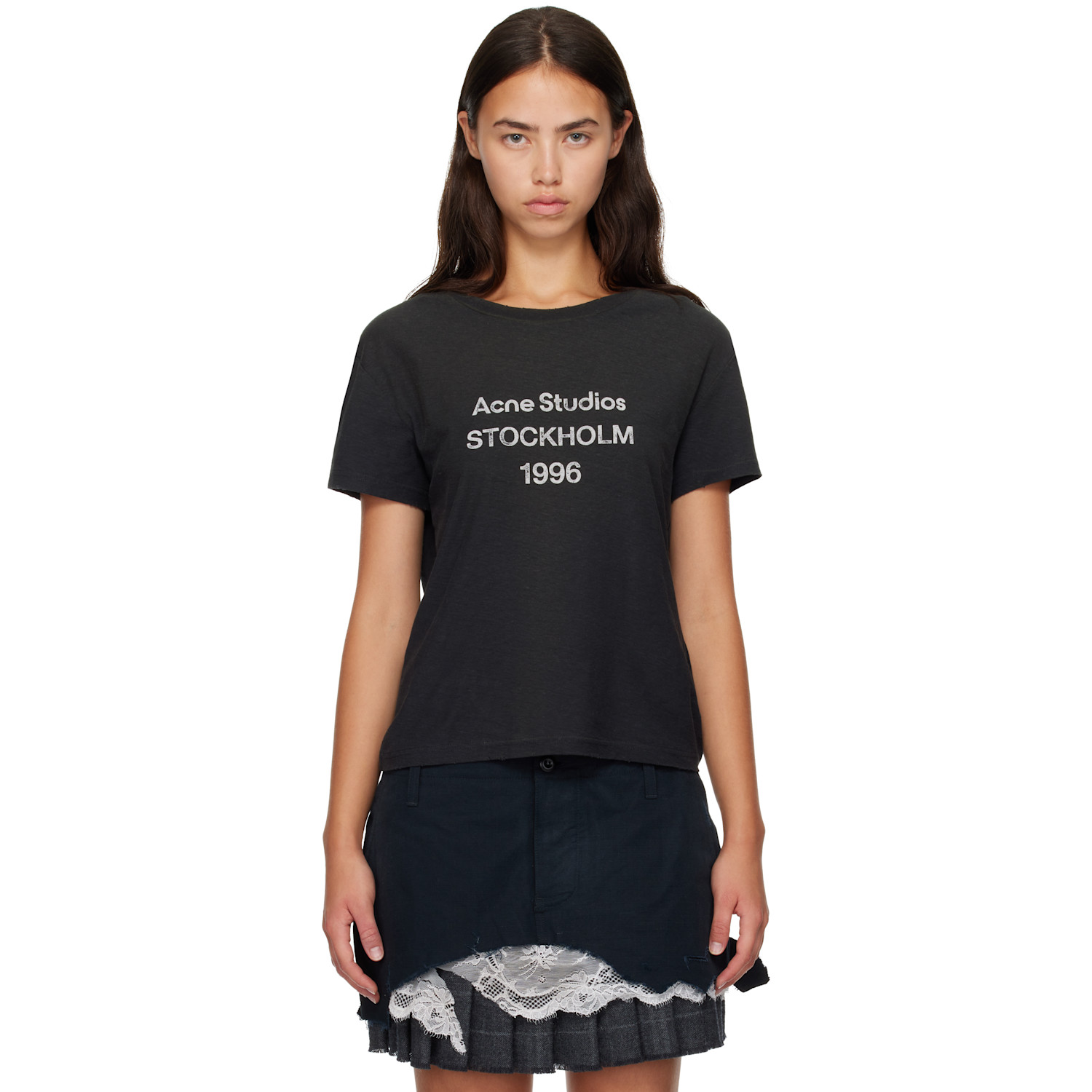 Acne Studios Black Printed Logo T-shirt