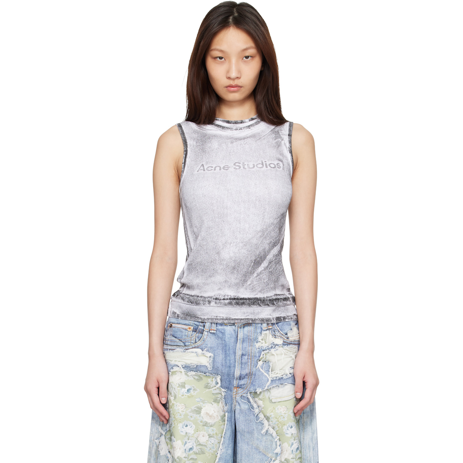 Acne Studios Black & White Layered Logo Tank Top