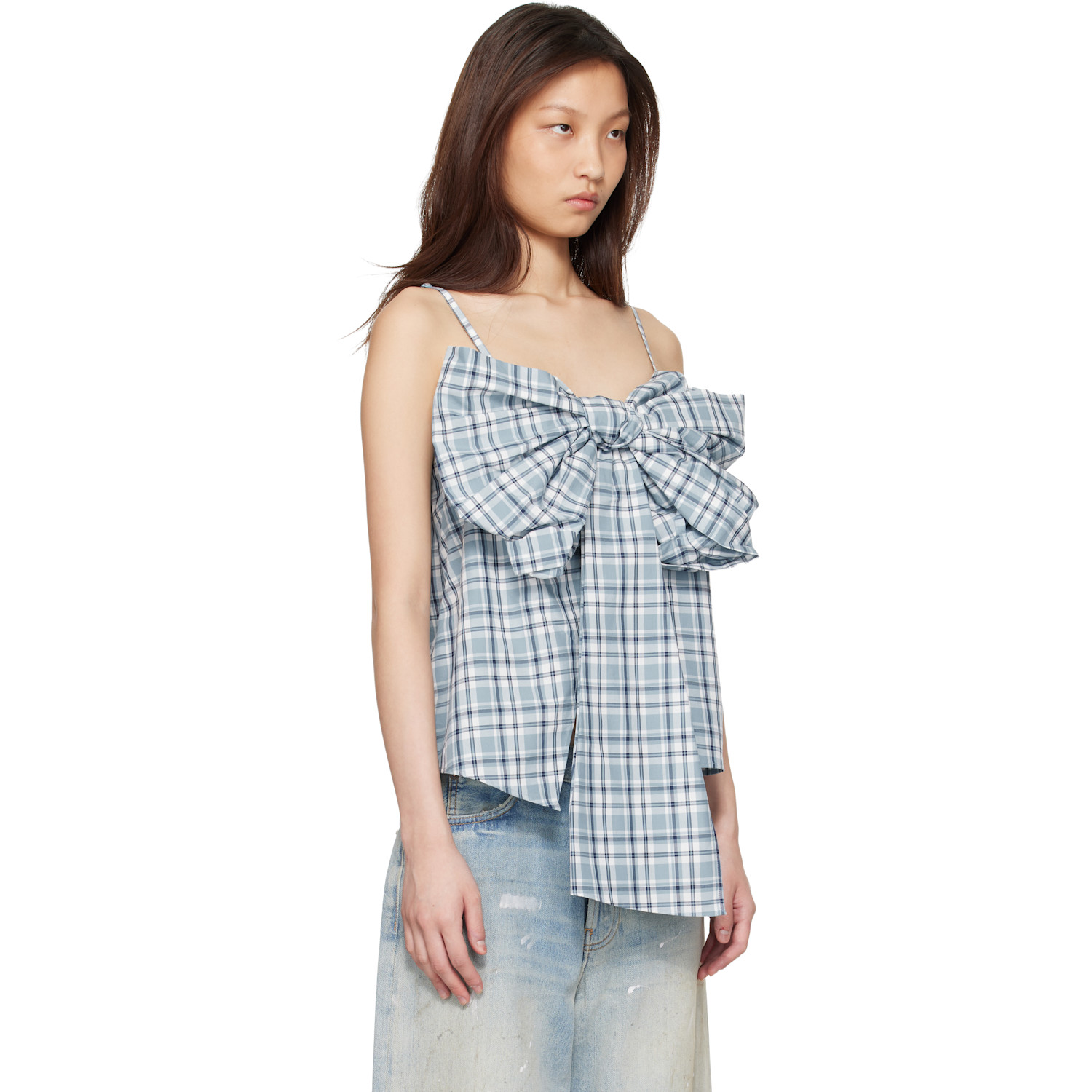  Acne Studios Blue Bow Check Top 