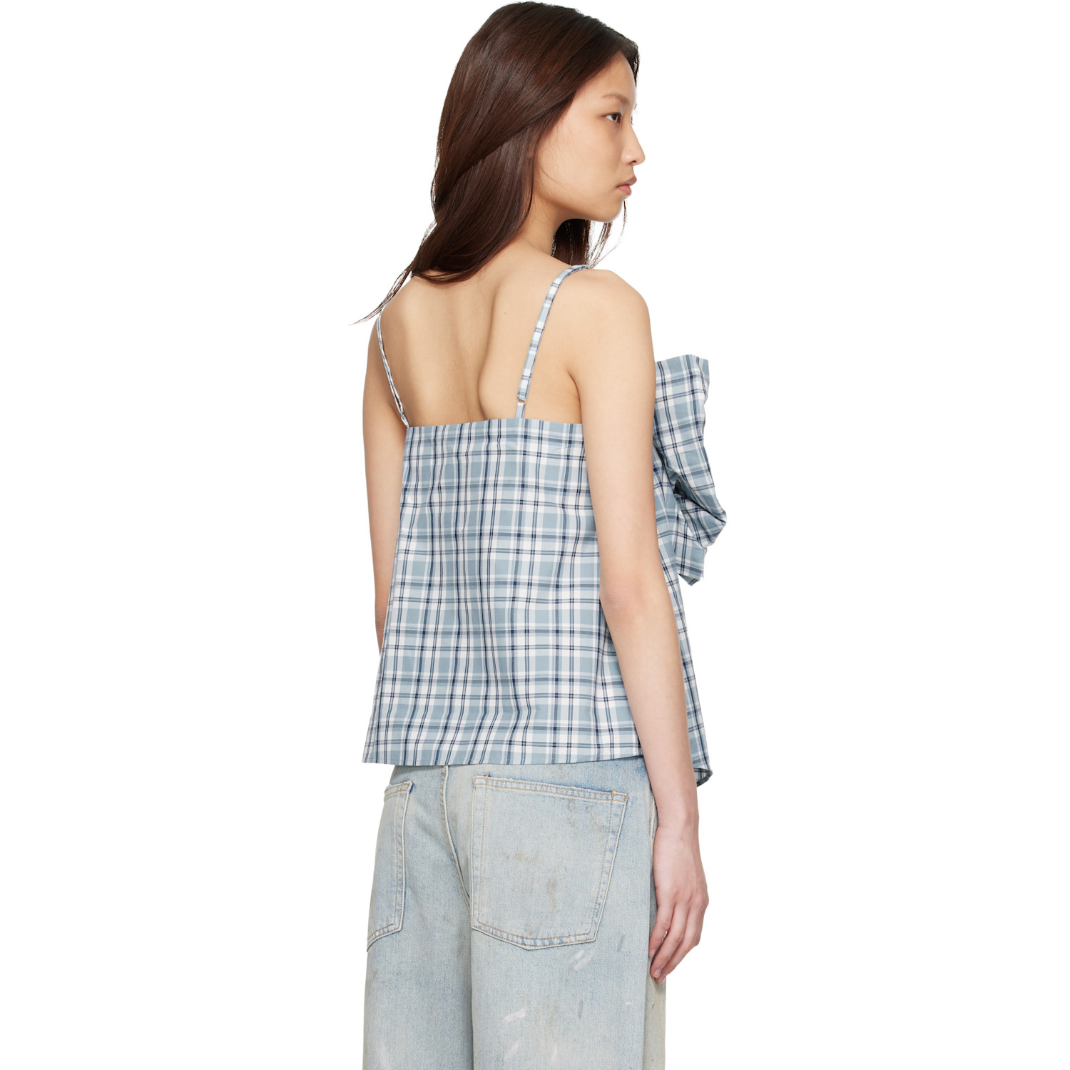  Acne Studios Blue Bow Check Top 