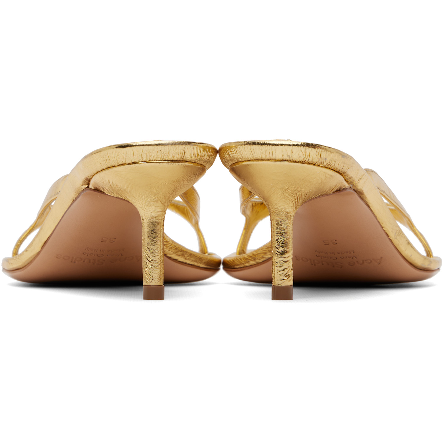  Acne Studios Gold Kitten Heeled Sandals 