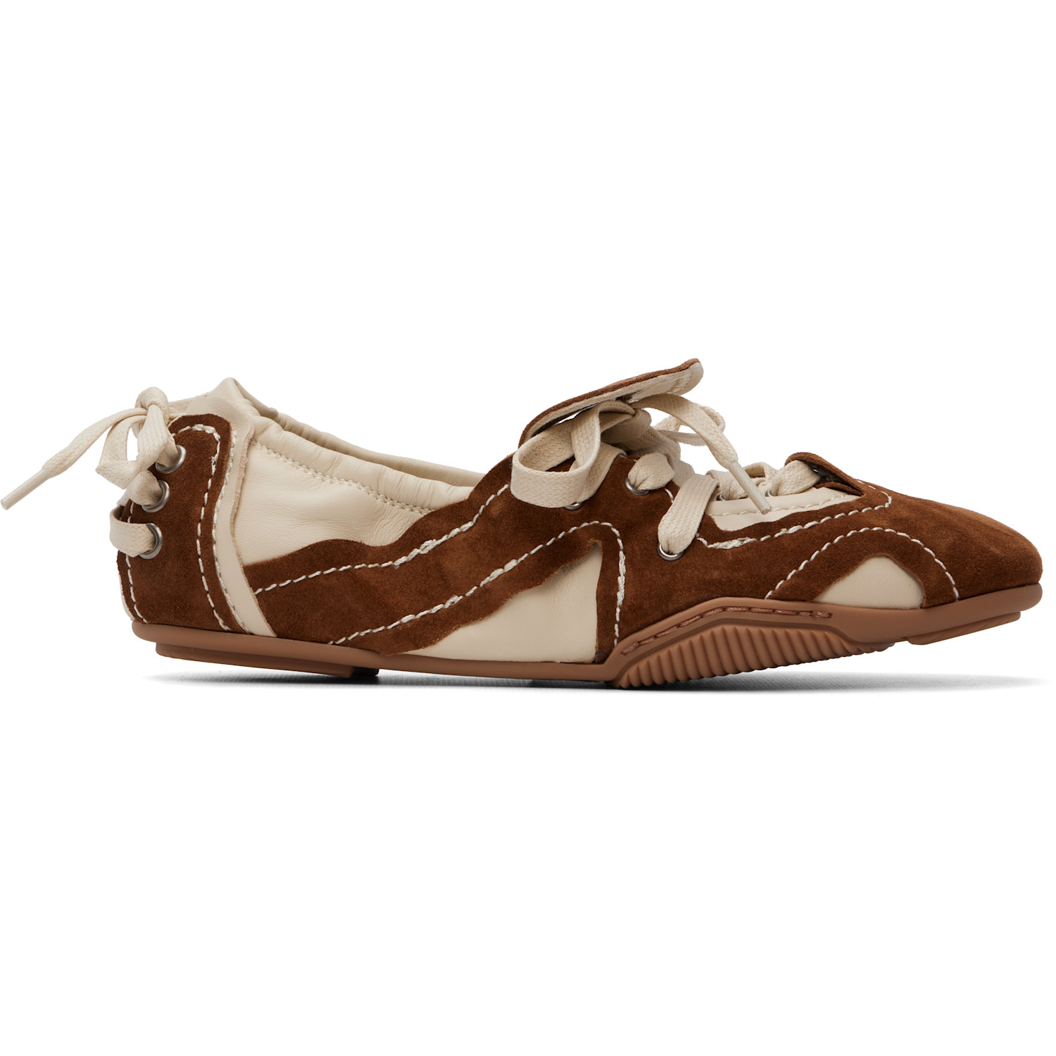 Acne Studios Off-white & Brown Suede Lace-up Sneakers In Dz2 Off White/brown