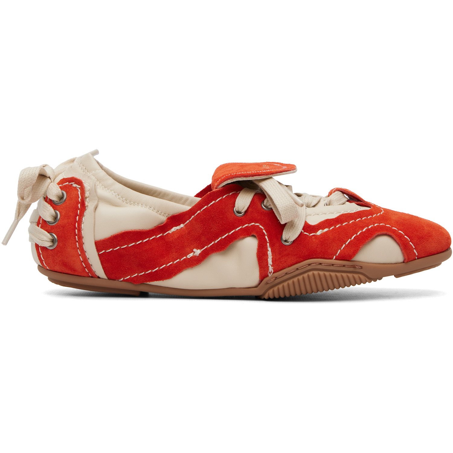 Acne Studios Off-white & Orange Suede Lace-up Sneakers In At2 Off White/orange