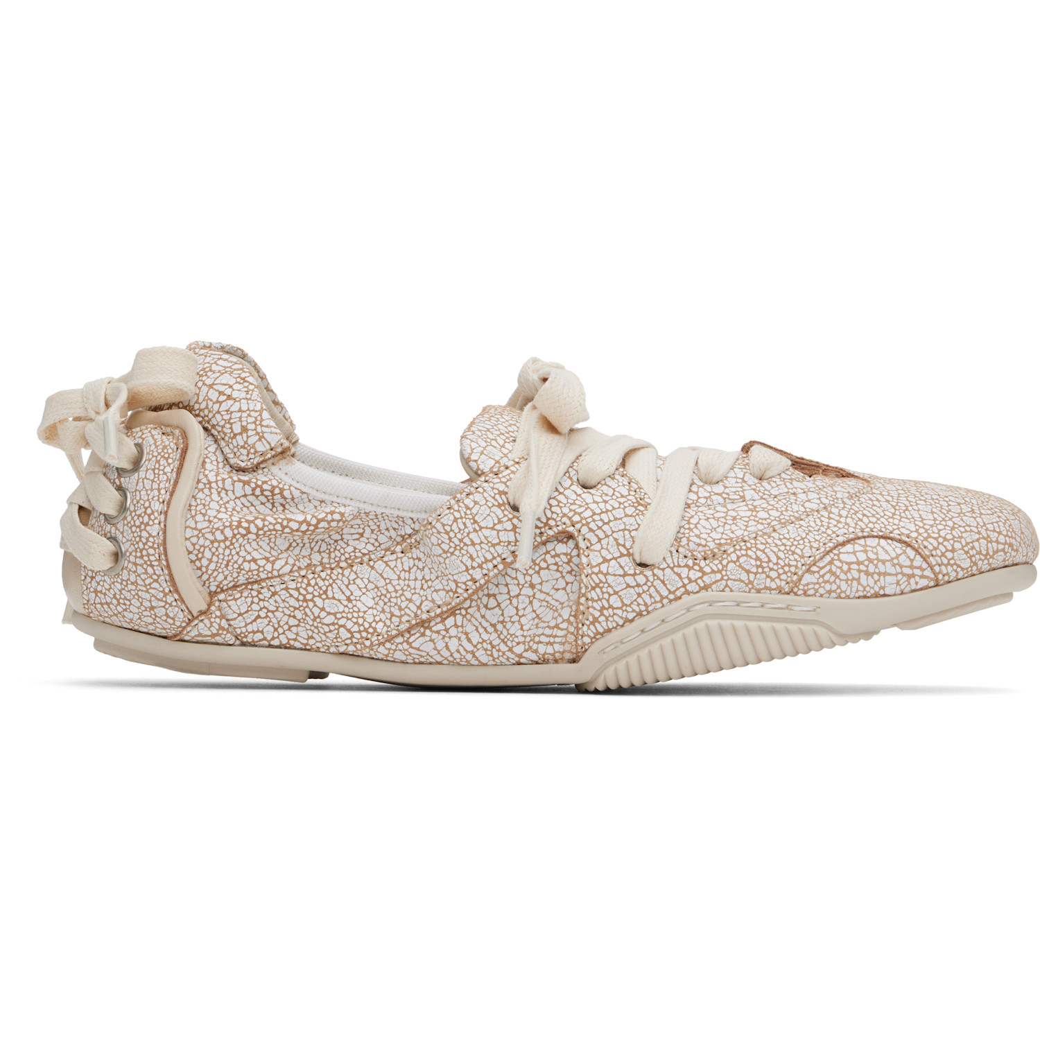 Acne Studios White & Beige Lace-up Leather Sneakers In Aeg Off White