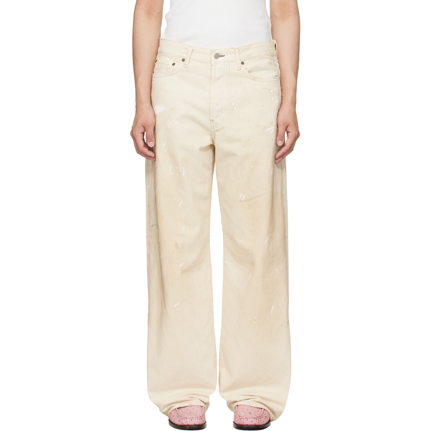 Acne Studios Off-White 1981 U Trafalgar Leather Jeans