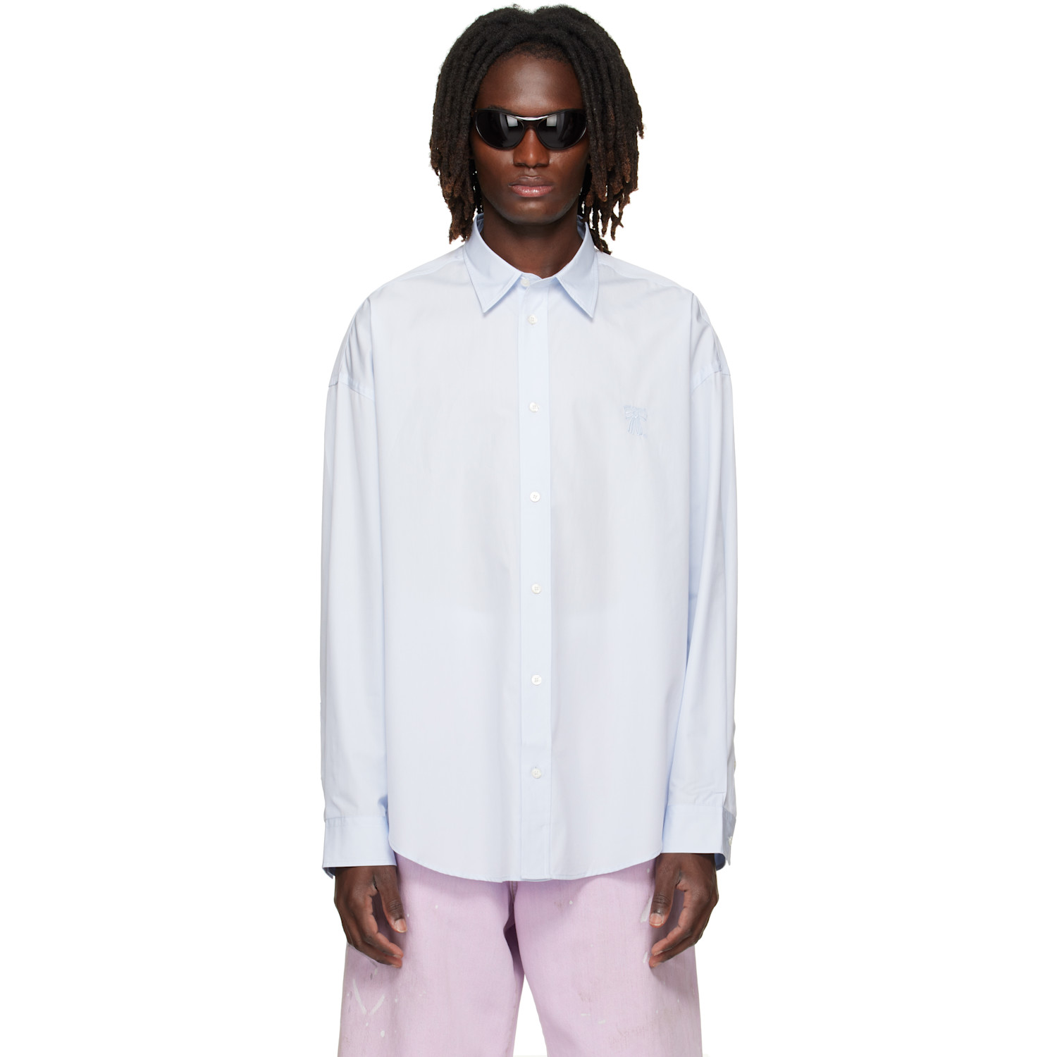 Acne Studios Blue Button-Up Logo Shirt