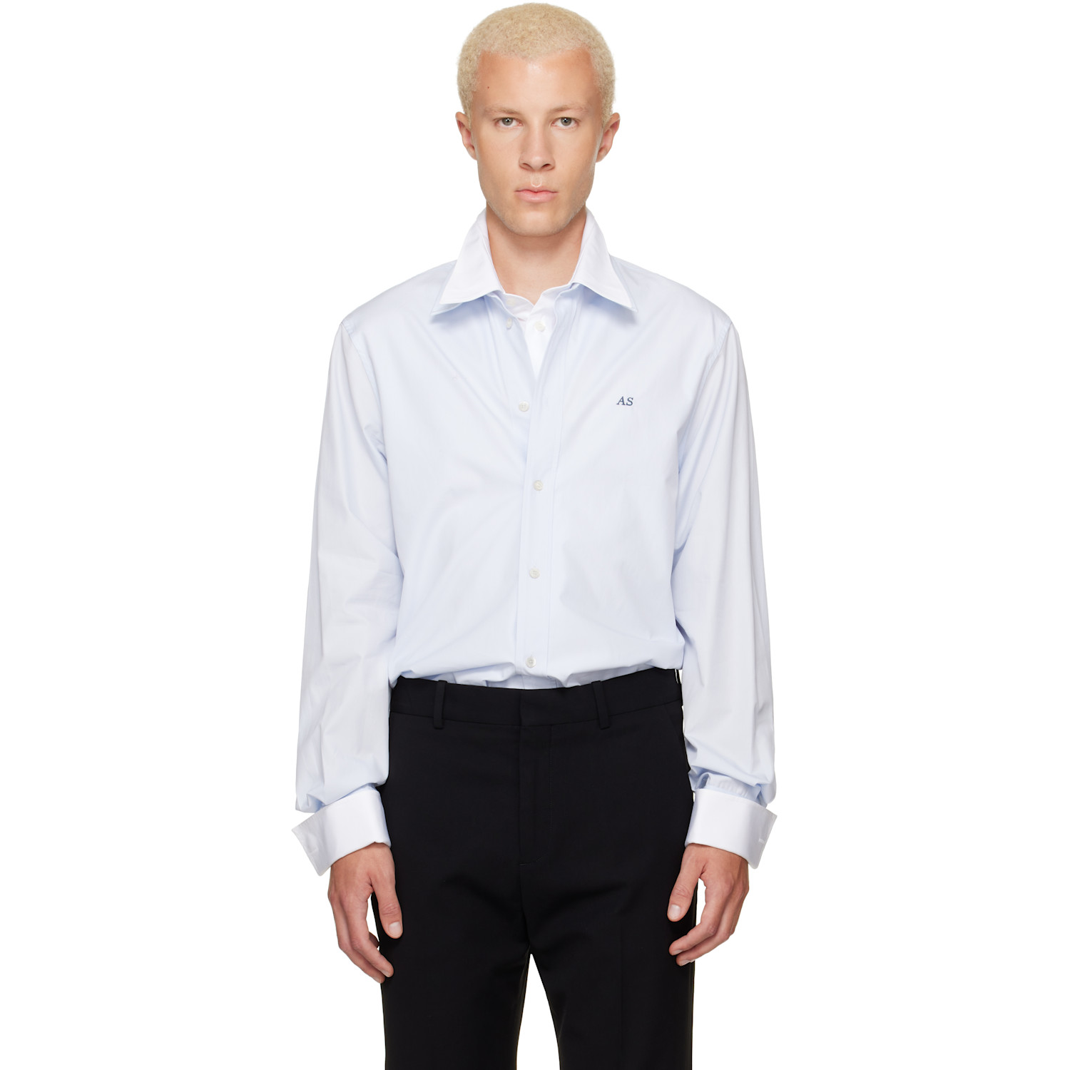 Acne Studios Blue Layered Poplin Button-Up Shirt