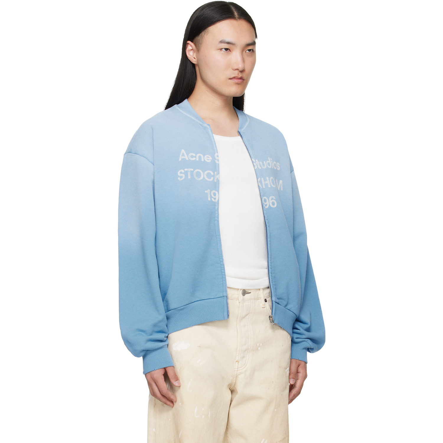  Acne Studios Blue Washed Zip-up Sweater 