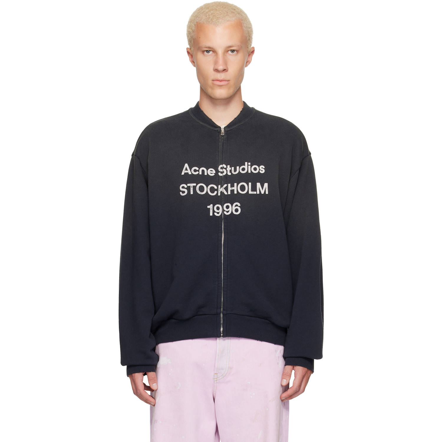 Acne Studios Black Washed Zip-Up Cardigan