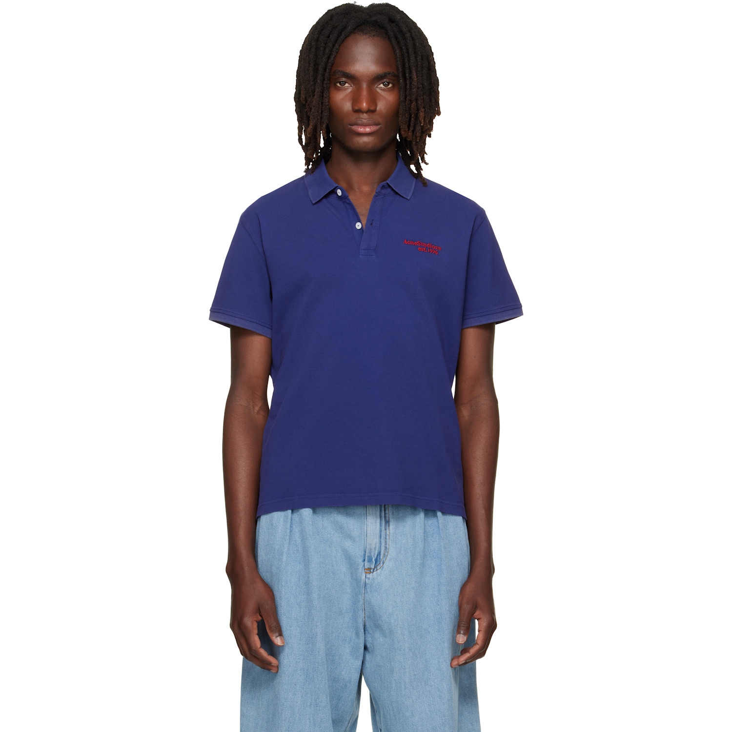 Acne Studios Purple Embroidered Logo Polo
