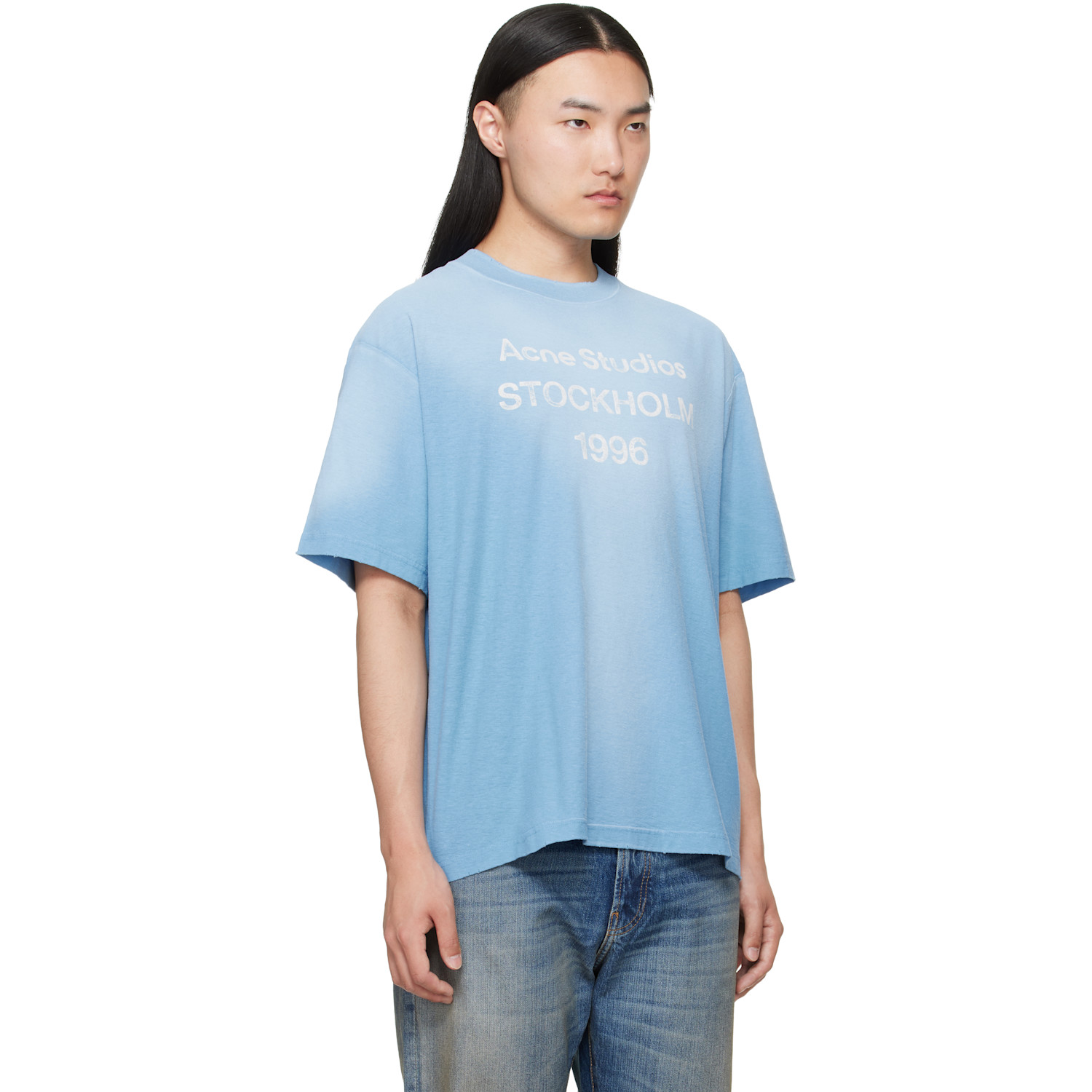  Acne Studios Blue Sprayed Logo T-shirt 