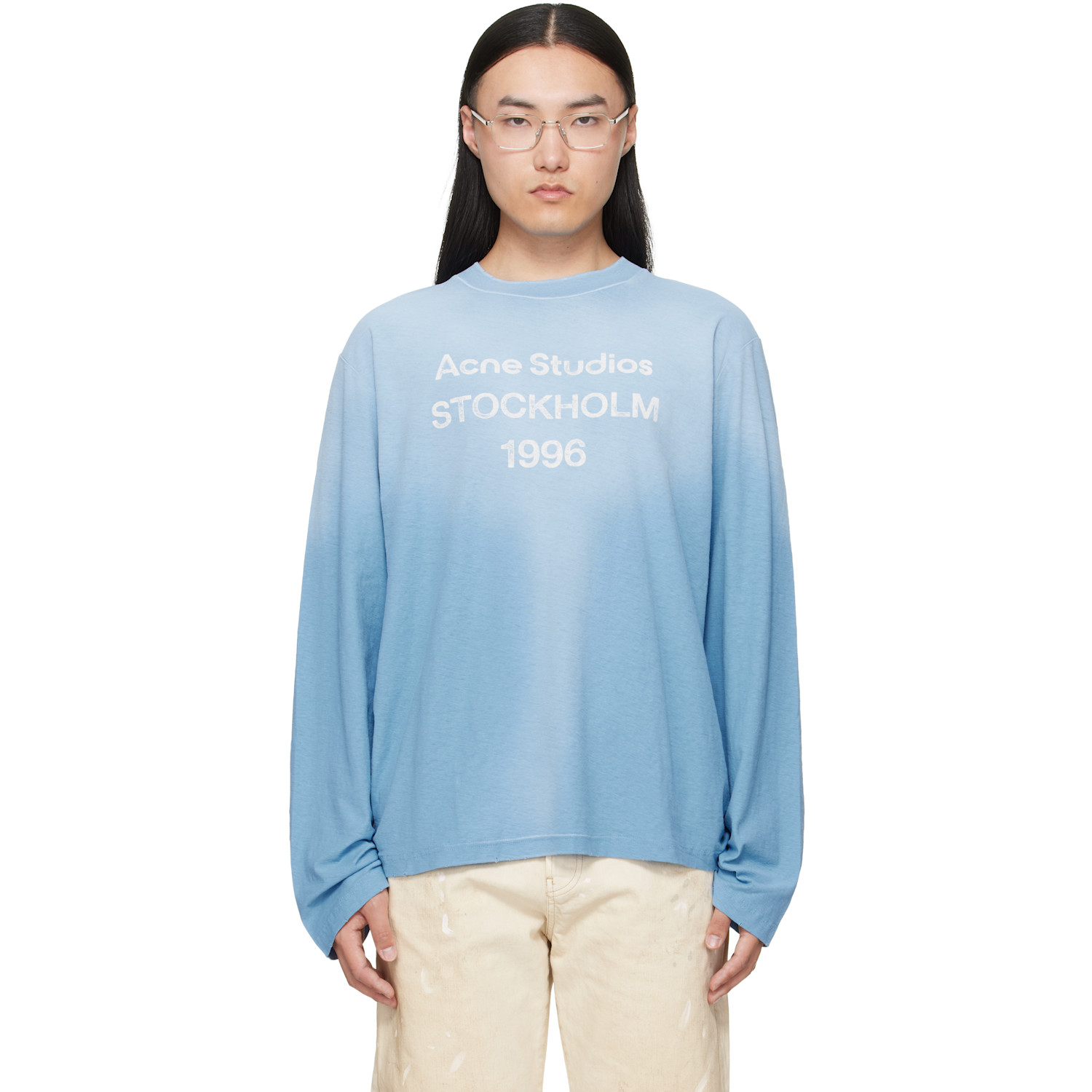 Acne Studios Blue Sprayed '1996' Logo T-shirt