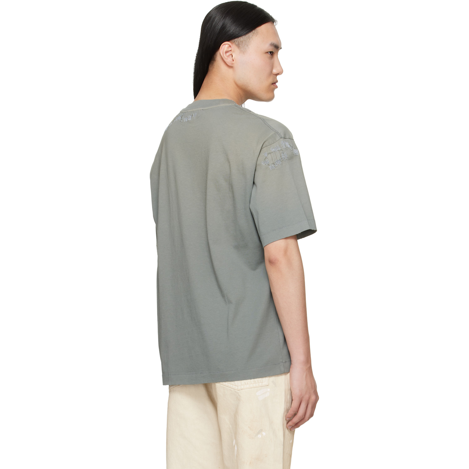  Acne Studios Gray Mended Logo T-shirt 